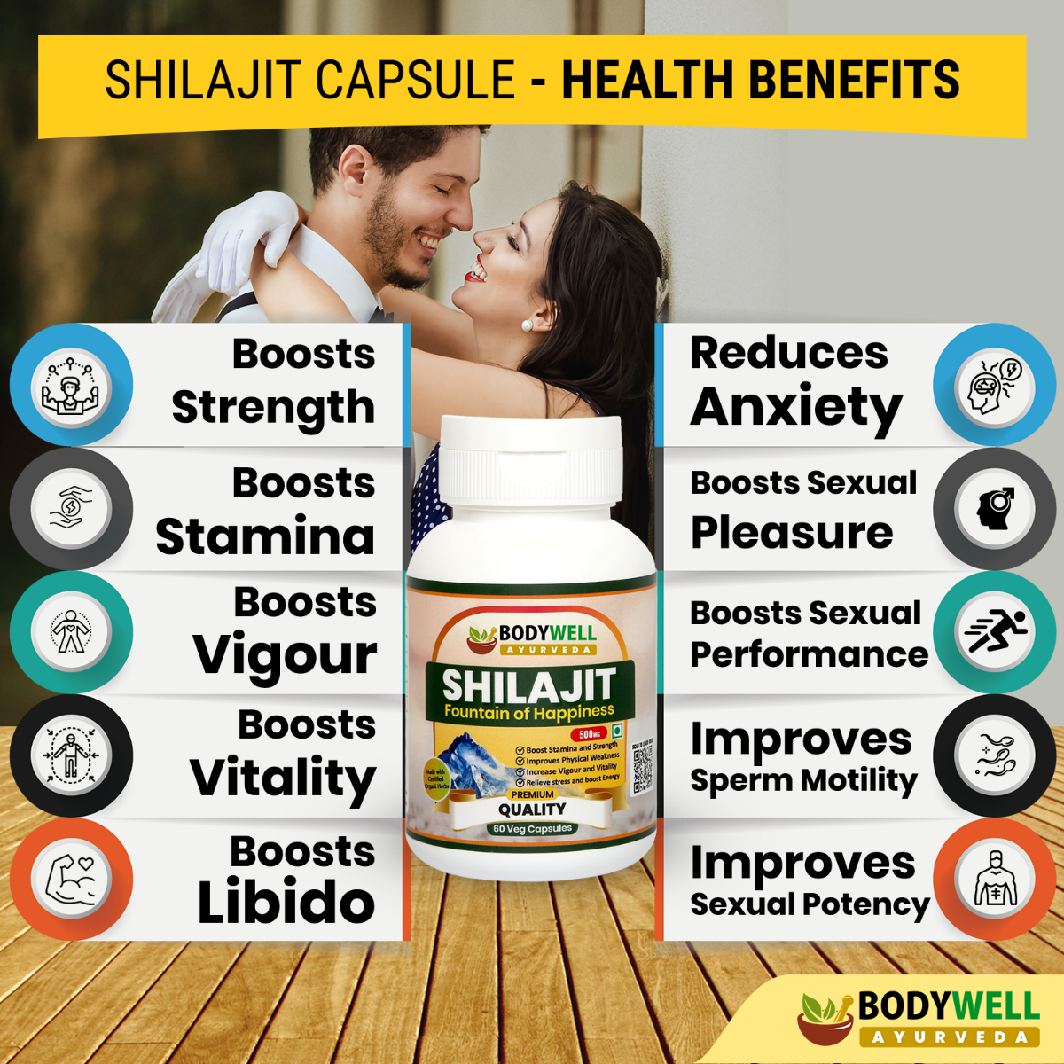 Bodywell Shilajit 500 mg, 60 Capsules, Pack of 1 Bodywell Shilajit 500 mg, 60 Capsules, Pack of 1