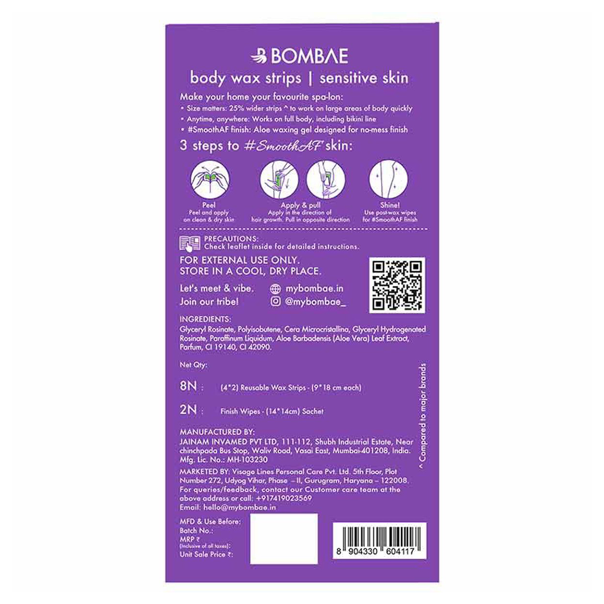 Bombay Shaving Company Body Wax Strips aloe-ha glow for Sensitive Skin, 8 Count, Pack of 1 Bombay Shaving Company Body Wax Strips aloe-ha glow for Sensitive Skin, 8 Count, Pack of 1