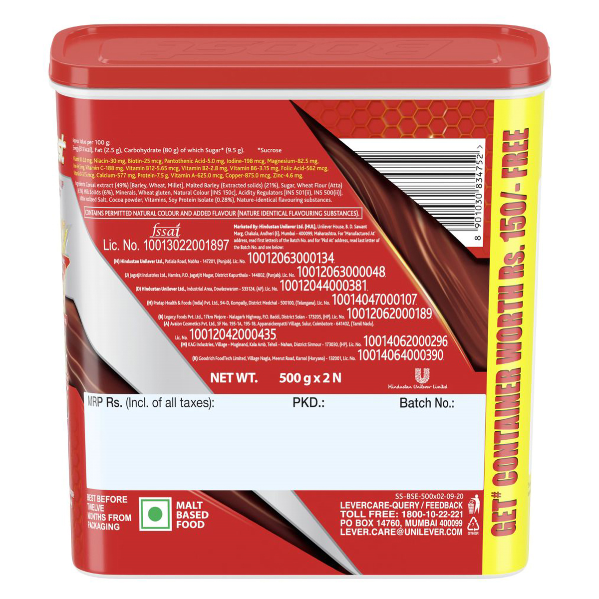 Boost 3X More Stamina Energy and Sports Nutrition Powder, 1 kg (2x500 gm), Pack of 1 Boost 3X More Stamina Energy and Sports Nutrition Powder, 1 kg (2x500 gm), Pack of 1