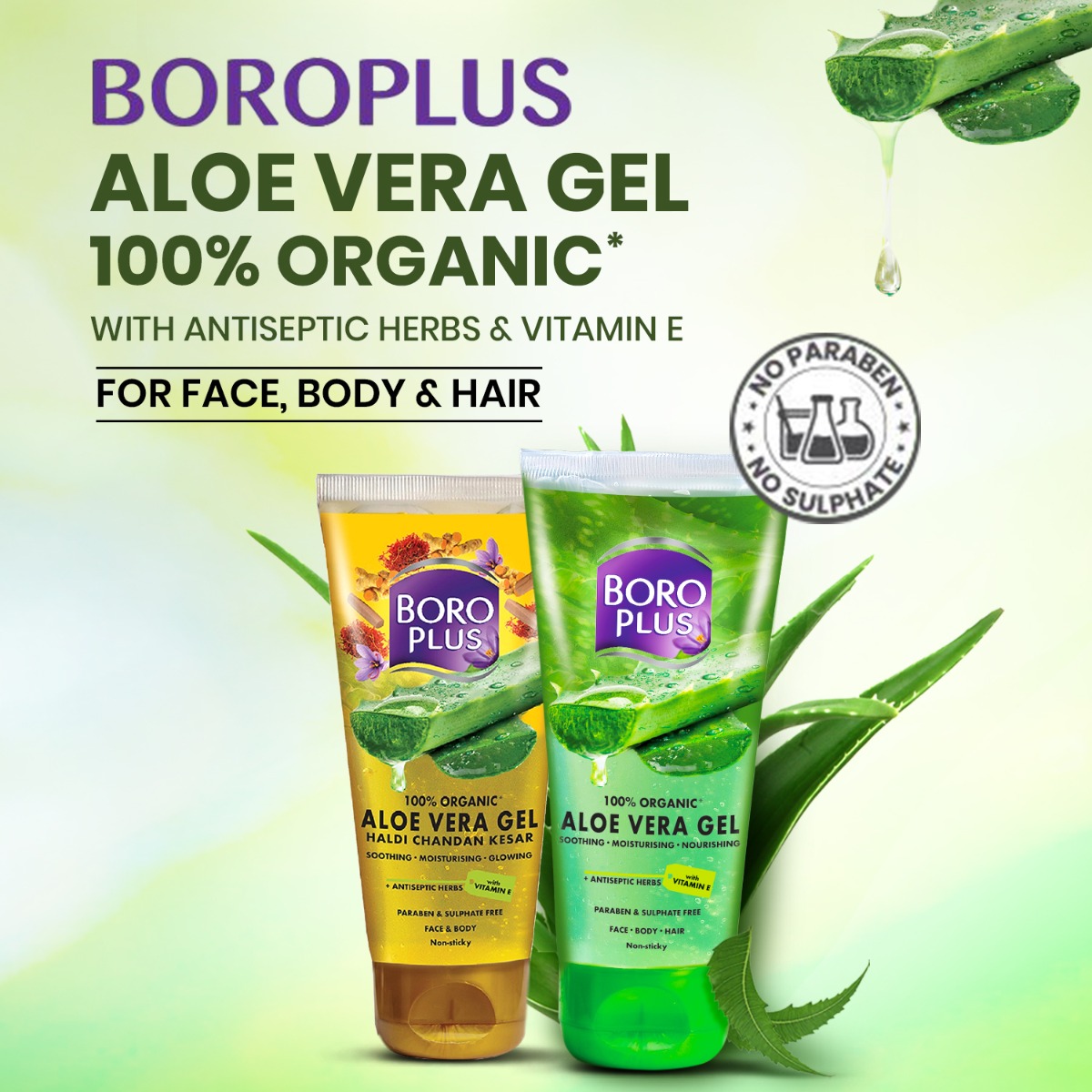BoroPlus 100% Organic Aloe Vera Gel, 150 ml, Pack of 1 BoroPlus 100% Organic Aloe Vera Gel, 150 ml, Pack of 1