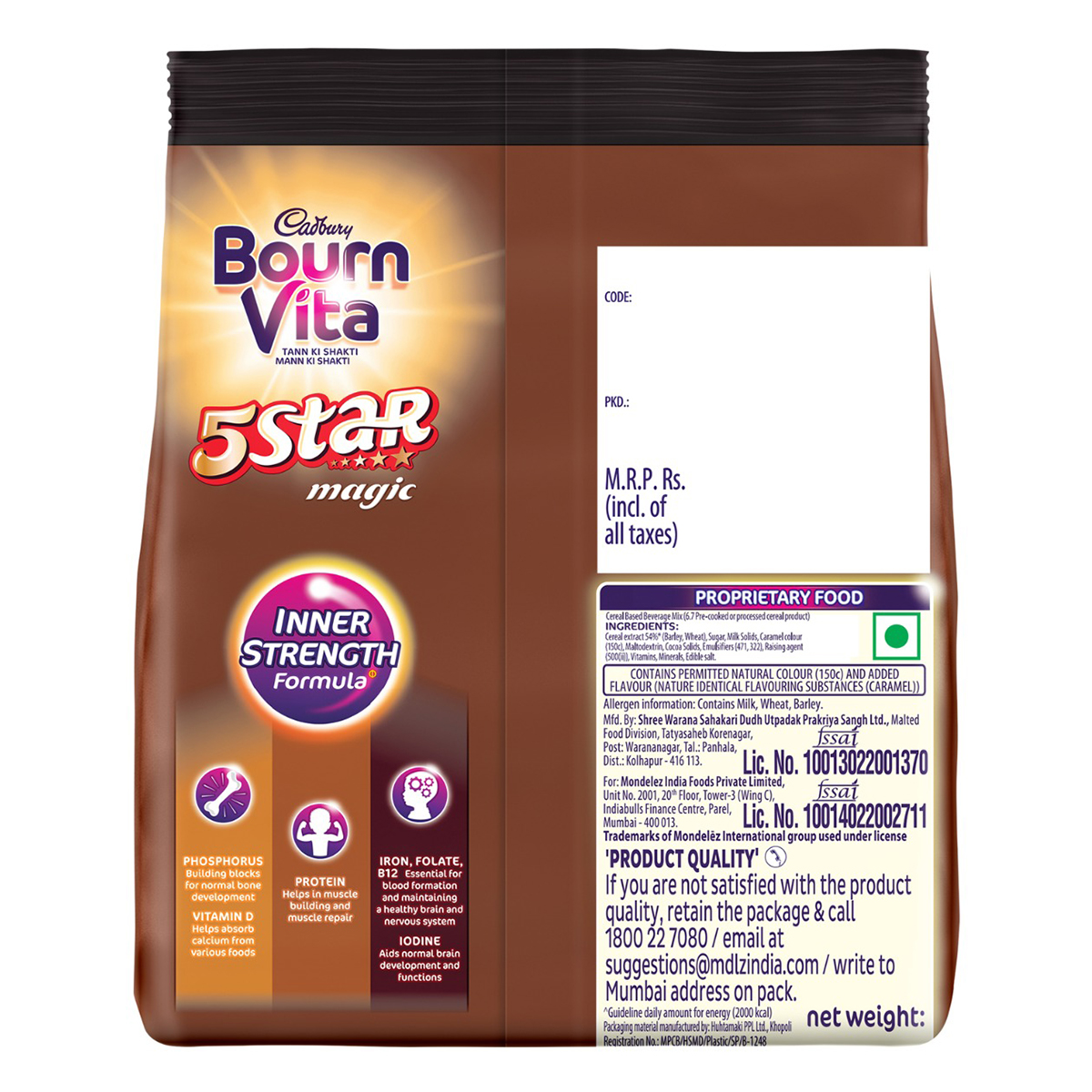 Cadbury Bournvita 5 Star Magic Nutrition Powder, 500 gm Refill Pack, Pack of 1 Cadbury Bournvita 5 Star Magic Nutrition Powder, 500 gm Refill Pack, Pack of 1