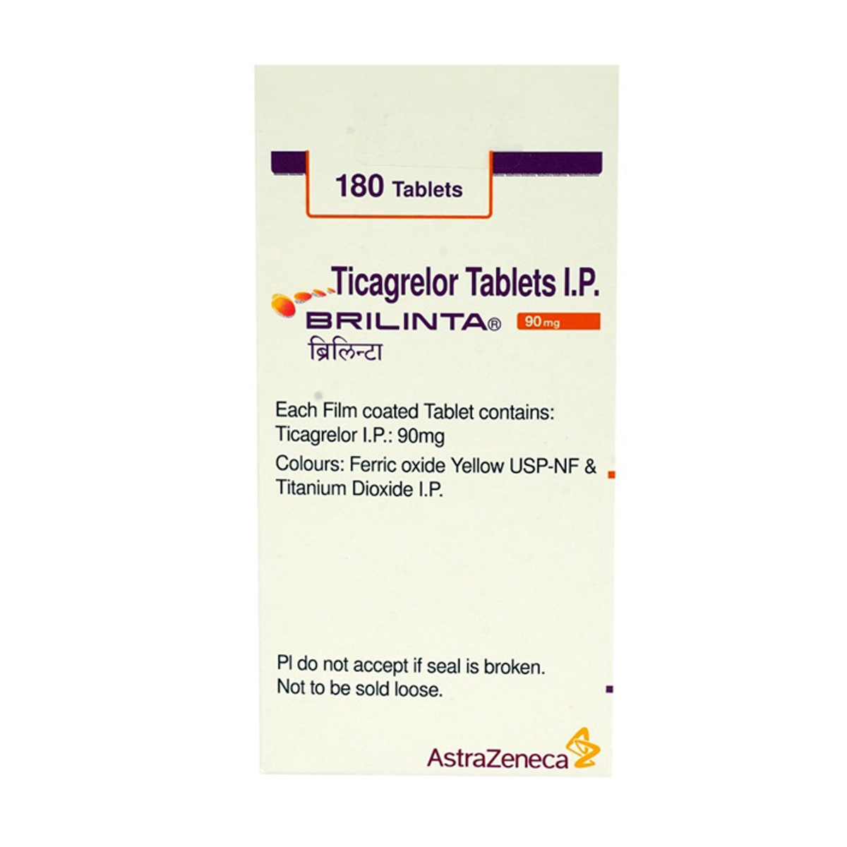Brilinta 90 mg Tablet 180's, Pack of 1 TABLET Brilinta 90 mg Tablet 180's, Pack of 1 TABLET