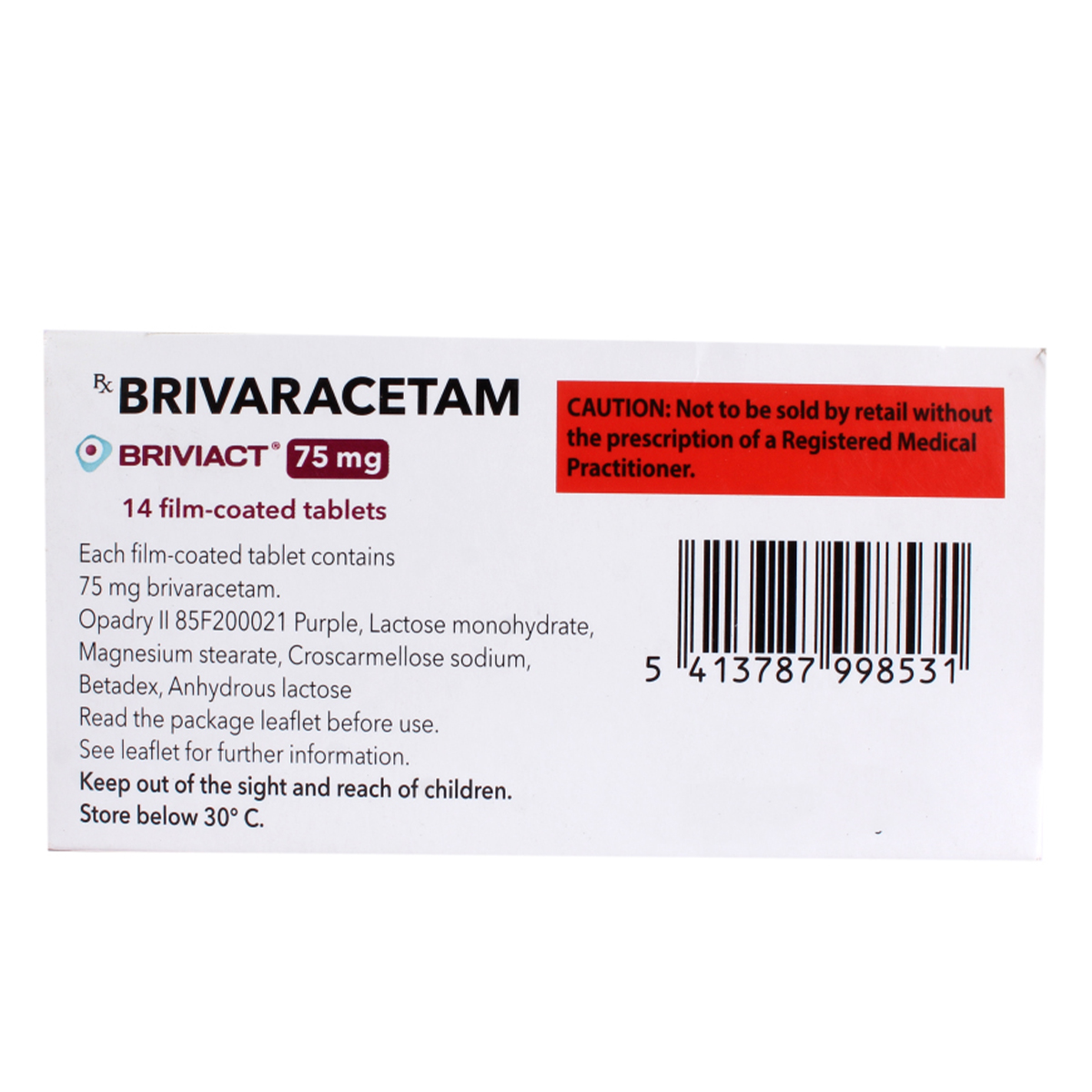 Briviact 75 mg Tablet 14's, Pack of 14 TabletS Briviact 75 mg Tablet 14's, Pack of 14 TabletS
