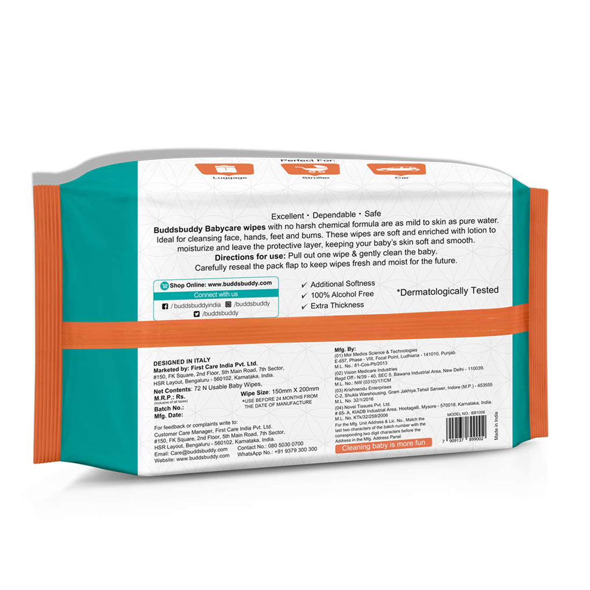 Budds Buddy Wipes, Pack of 1 Budds Buddy Wipes, Pack of 1