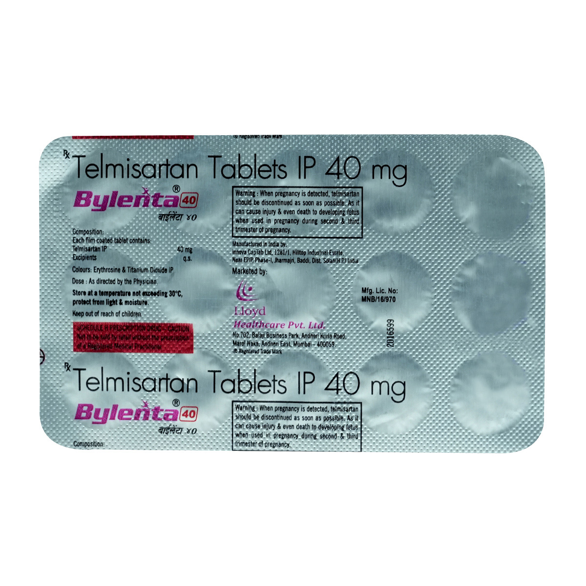 Bylenta 40 mg Tablet 15's, Pack of 15 TABLETS Bylenta 40 mg Tablet 15's, Pack of 15 TABLETS