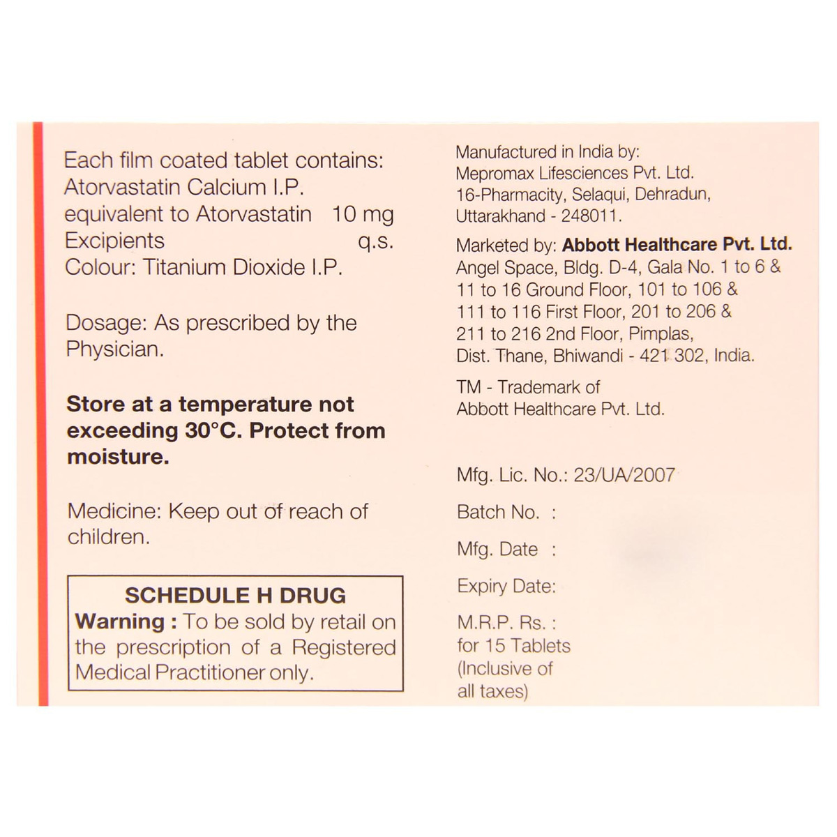 Caat 10 Tablet 15's, Pack of 15 TABLETS Caat 10 Tablet 15's, Pack of 15 TABLETS