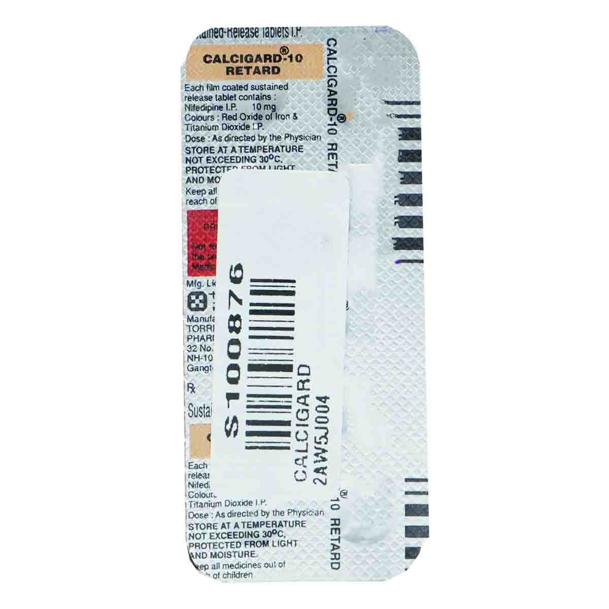 Calcigard 10 Retard Tablet, Pack of 10 TabletS Calcigard 10 Retard Tablet, Pack of 10 TabletS