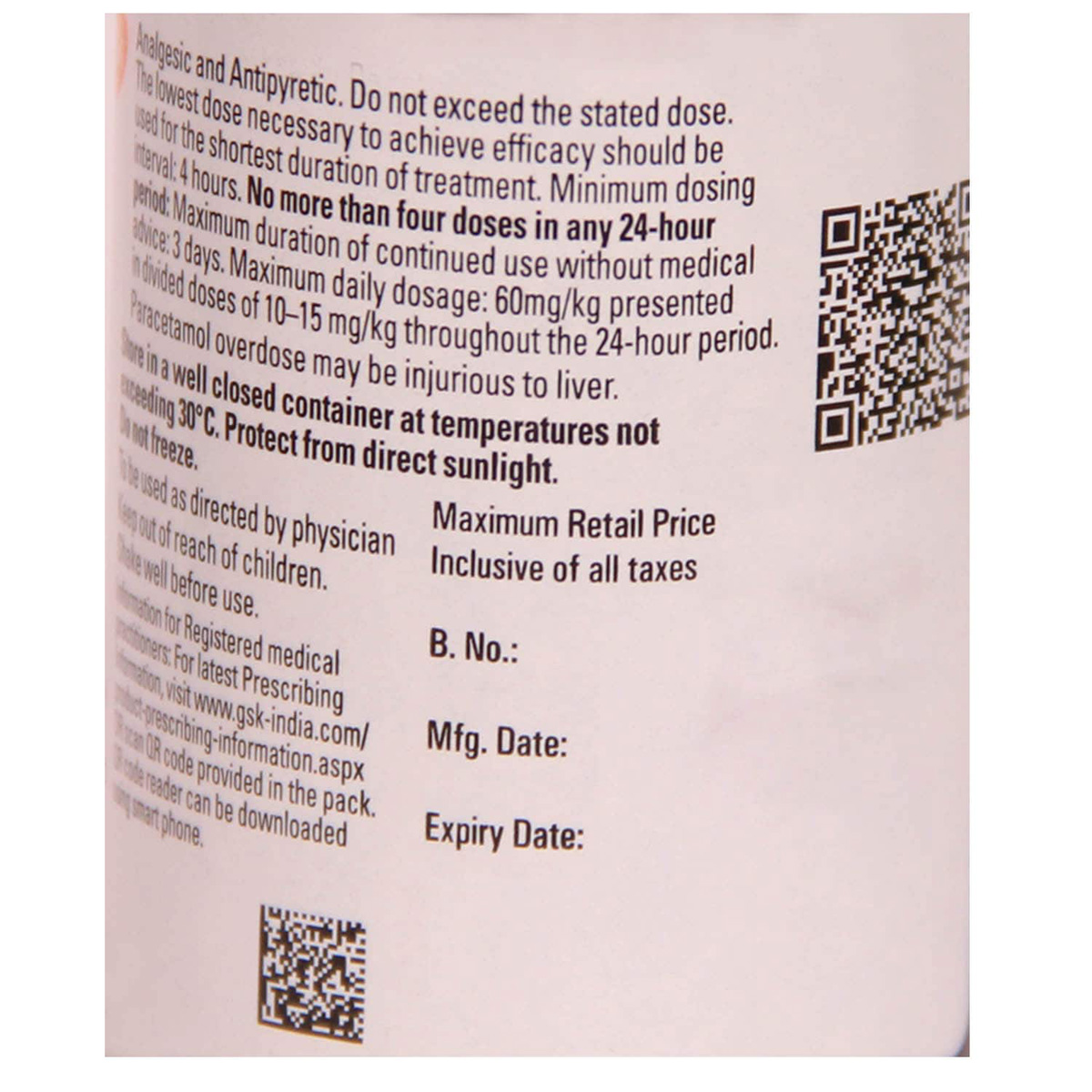 Calpol 120 mg Suspension 60 ml, Pack of 1 Suspension Calpol 120 mg Suspension 60 ml, Pack of 1 Suspension