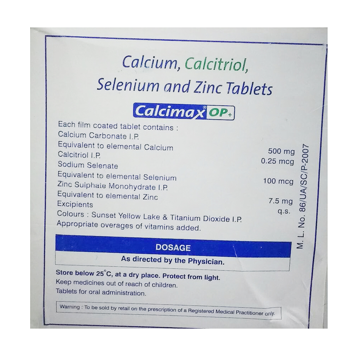 Calcimax OP Plus Tablet 15's, Pack of 15 TABLETS Calcimax OP Plus Tablet 15's, Pack of 15 TABLETS