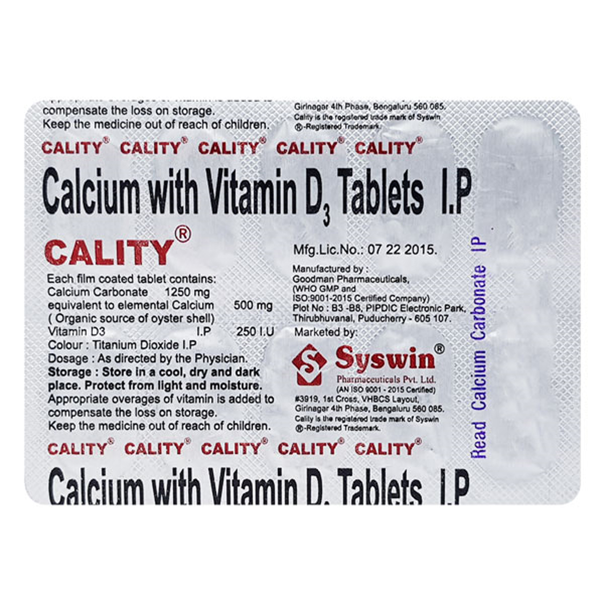 Cality Tab 10'S, Pack of 10 Cality Tab 10'S, Pack of 10