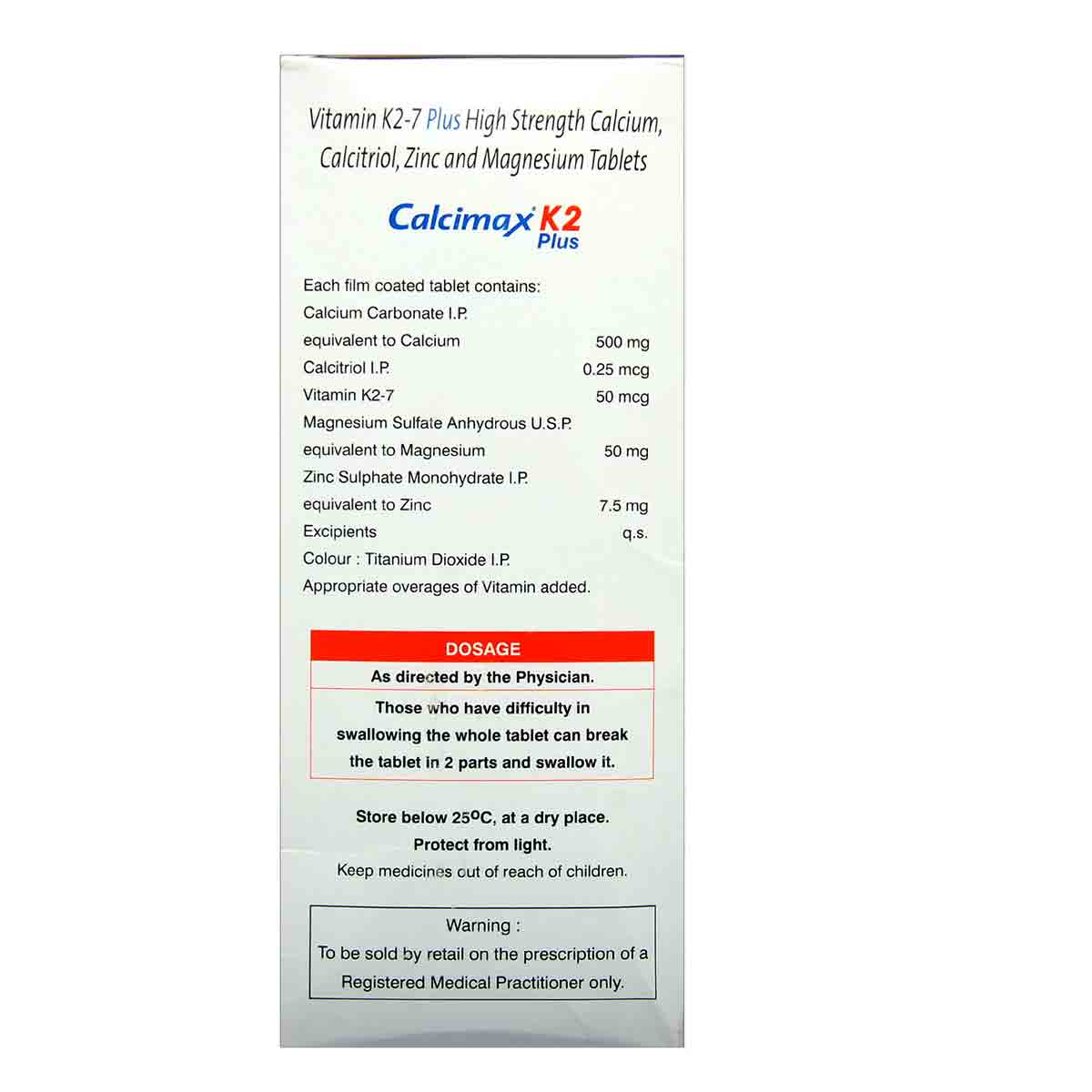 Calcimax K2 Plus Tablet 15's, Pack of 15 TabletS Calcimax K2 Plus Tablet 15's, Pack of 15 TabletS