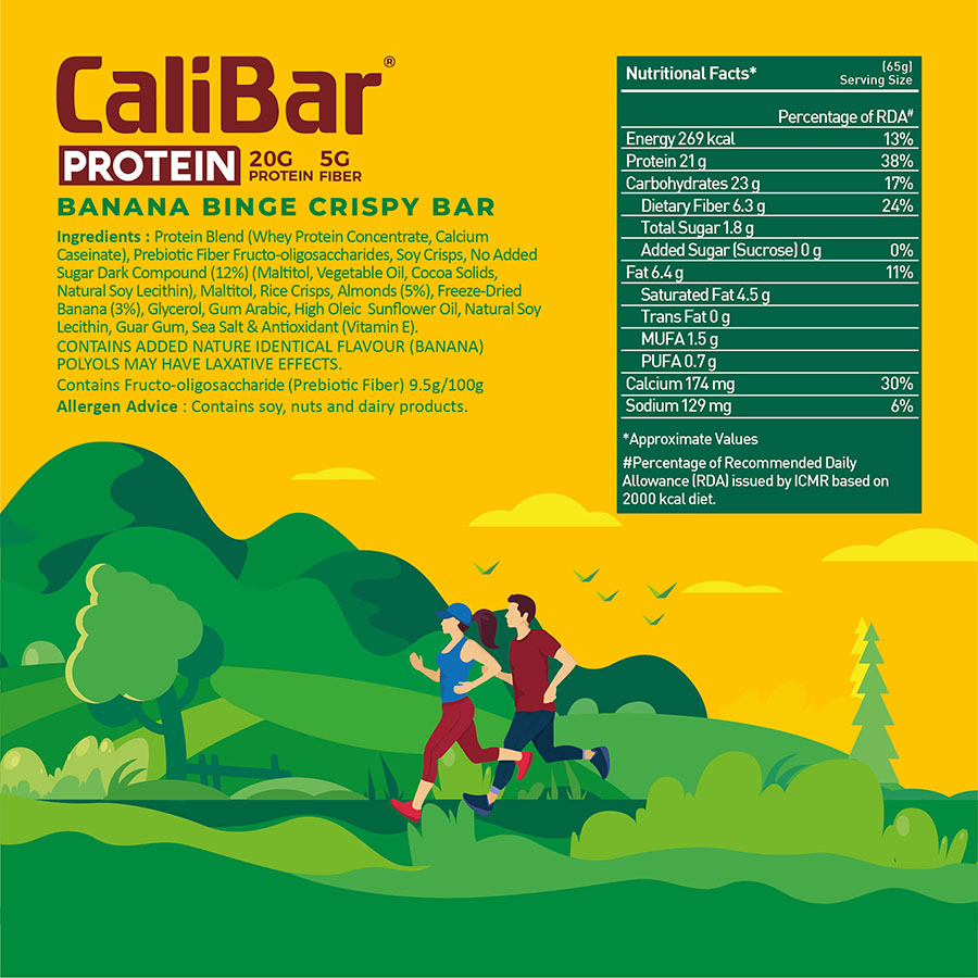 Calibar Protein Banana Binge Crispy Bar, 65 gm, Pack of 1 Calibar Protein Banana Binge Crispy Bar, 65 gm, Pack of 1