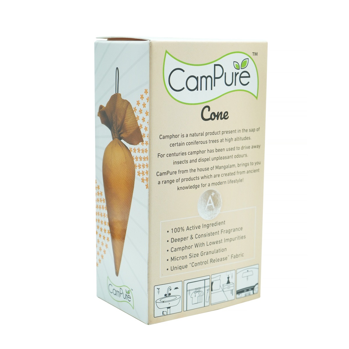 Campure Cone 100% Organic Camphor Original, 60 gm, Pack of 1 Campure Cone 100% Organic Camphor Original, 60 gm, Pack of 1