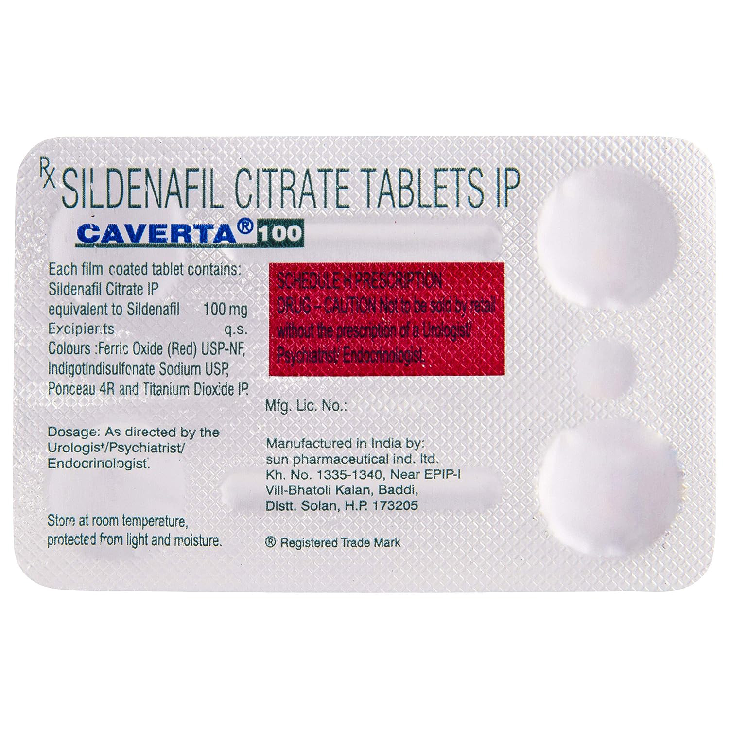 Caverta 100 Tablet 4's, Pack of 4 TABLETS Caverta 100 Tablet 4's, Pack of 4 TABLETS
