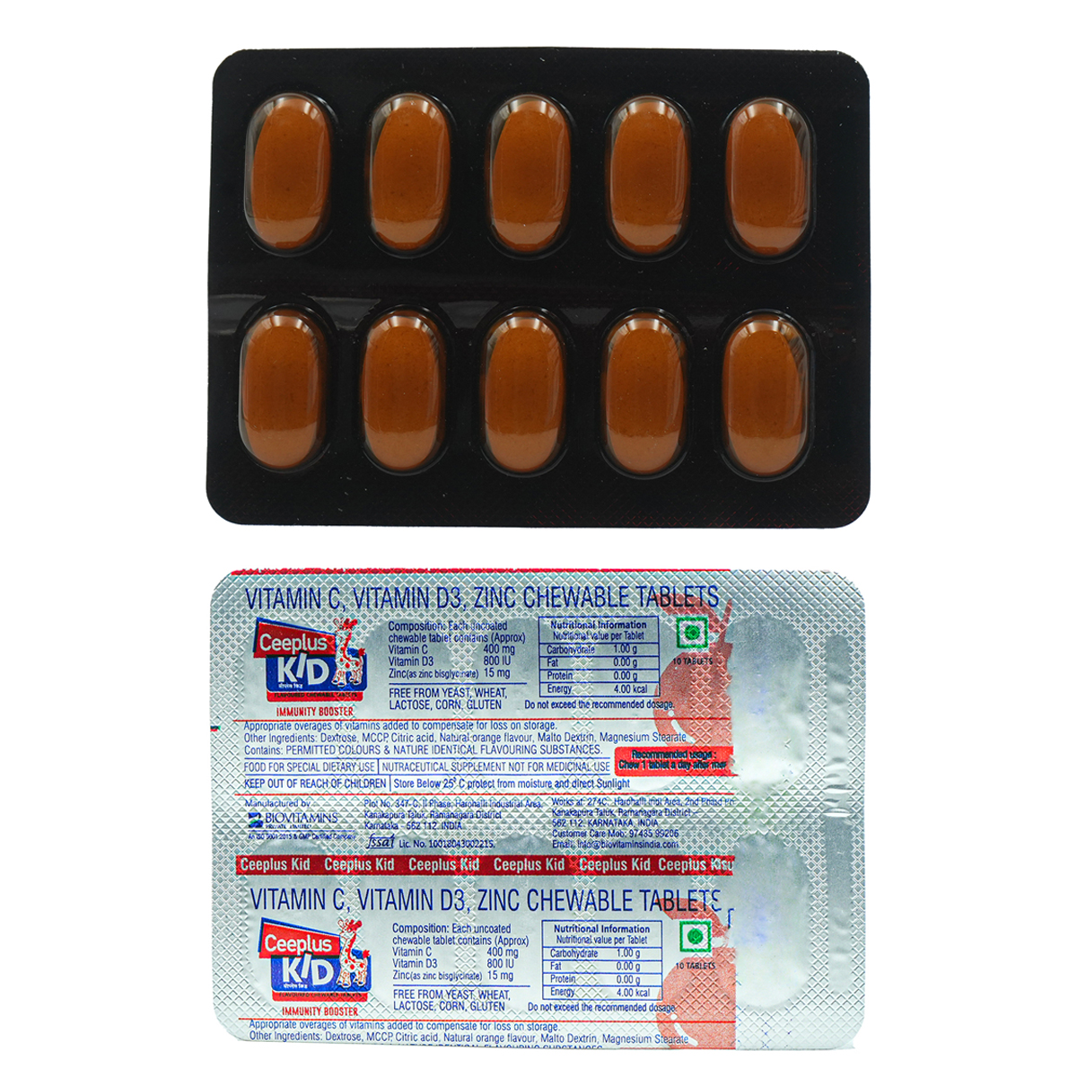 Buy Ceeplus Kid Orange Flavour Chewable Tablets 10's Online