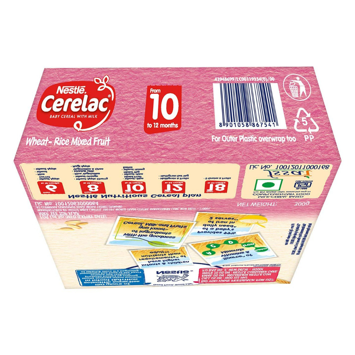 Nestle Cerelac Baby Cereal with Milk Wheat Rice Mixed Fruit (From 10 to 12 Months) Powder, 300 gm Refill Pack, Pack of 1