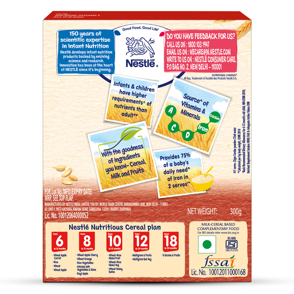 Nestle Cerelac Baby Cereal with Milk Wheat Apple (From 6 to 12 Months) Powder, 300 gm Refill Pack, Pack of 1