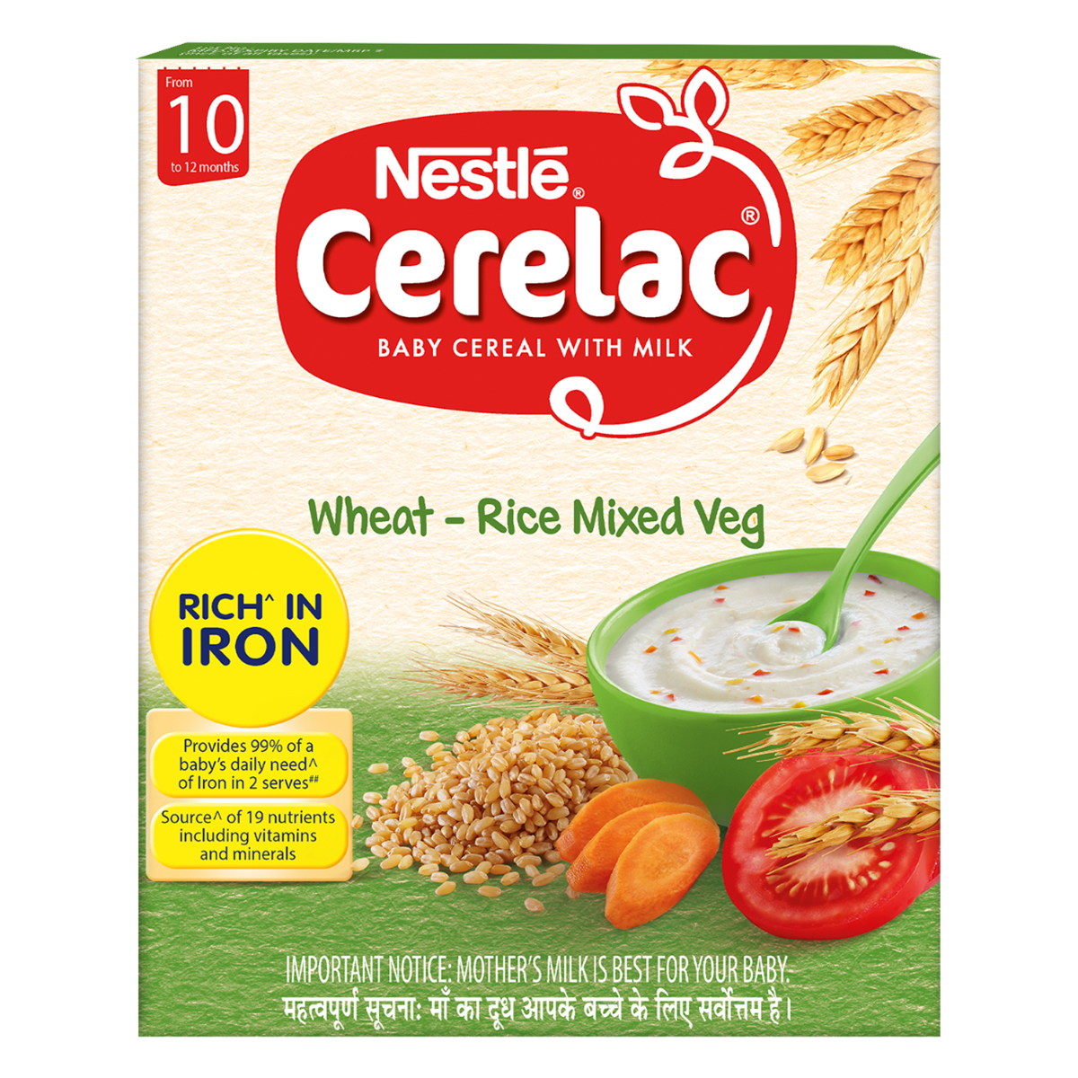 Nestle Cerelac Baby Cereal with Milk Wheat Rice Mixed Veg (From 10 to 12 Months) Powder, 300 gm Refill Pack