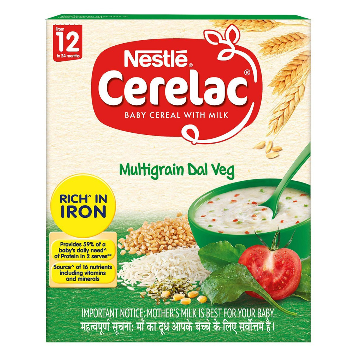 Nestle Cerelac Baby Cereal with Milk Wheat Multigrain Dal Veg (From 12 to 24 Months) Powder, 300 gm Refill Pack, Pack of 1