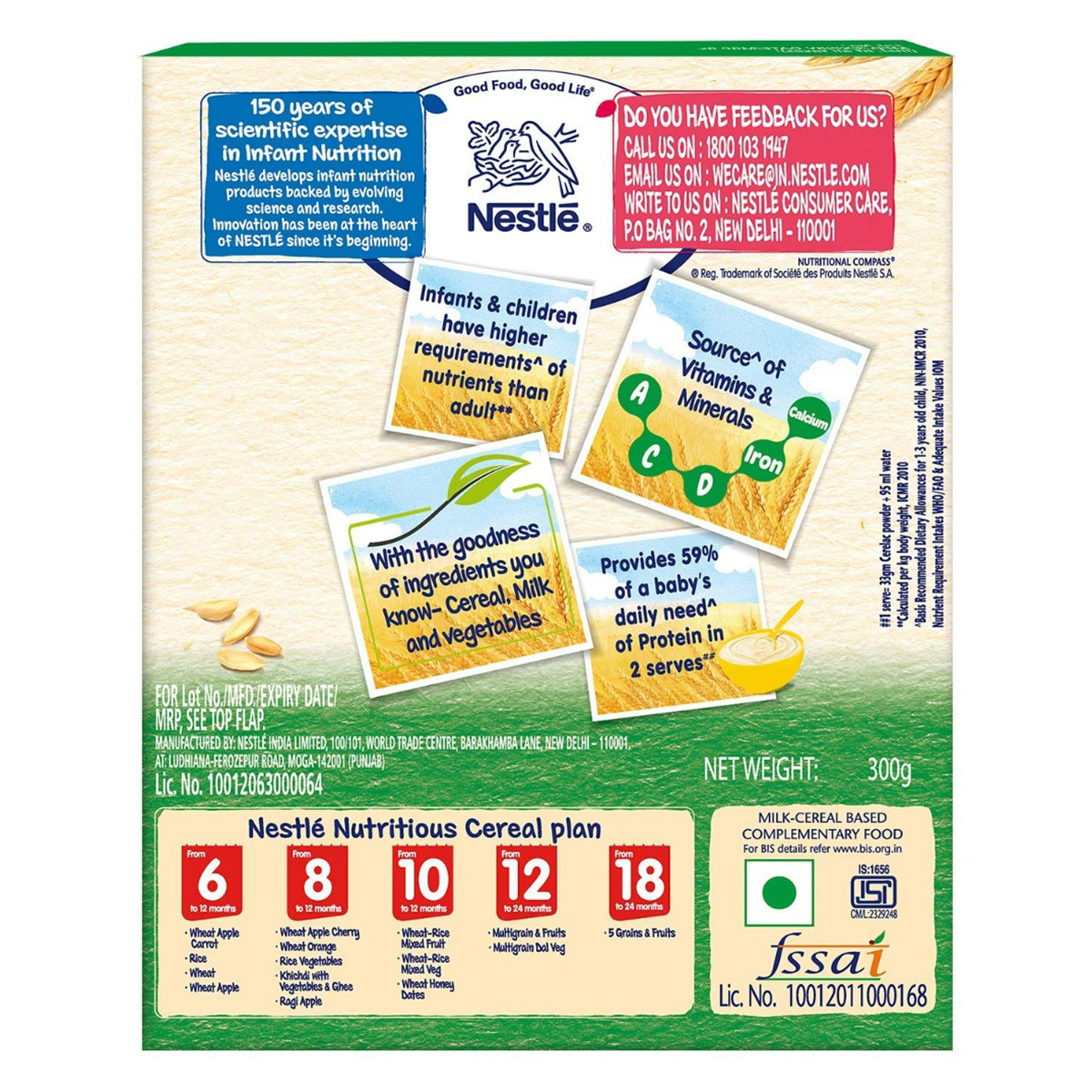 Nestle Cerelac Baby Cereal with Milk Wheat Multigrain Dal Veg (From 12 to 24 Months) Powder, 300 gm Refill Pack, Pack of 1