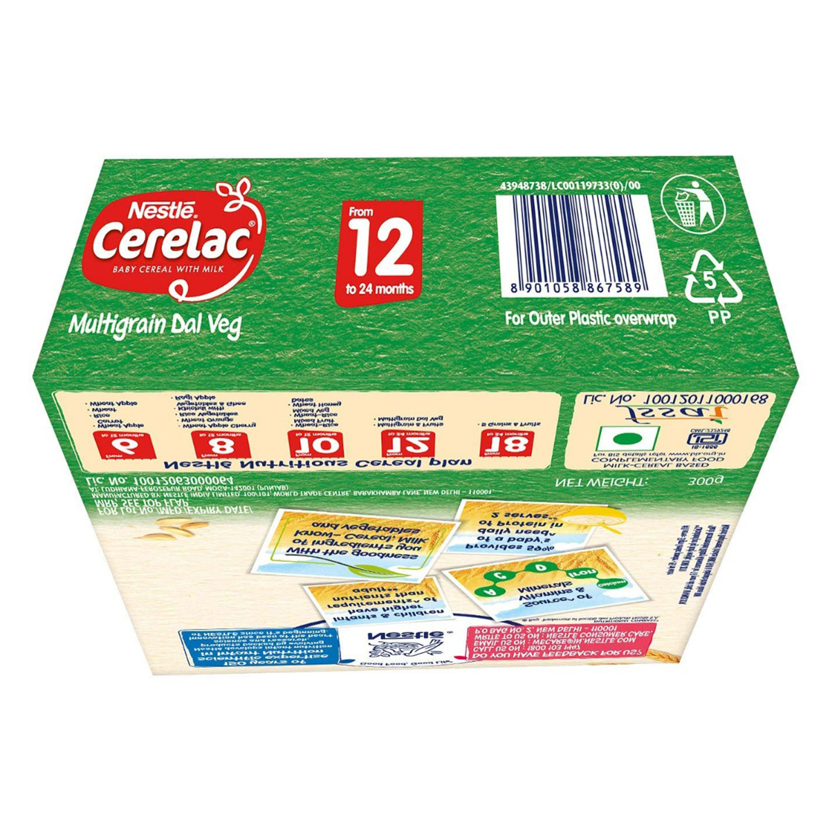 Nestle Cerelac Baby Cereal with Milk Wheat Multigrain Dal Veg (From 12 to 24 Months) Powder, 300 gm Refill Pack, Pack of 1