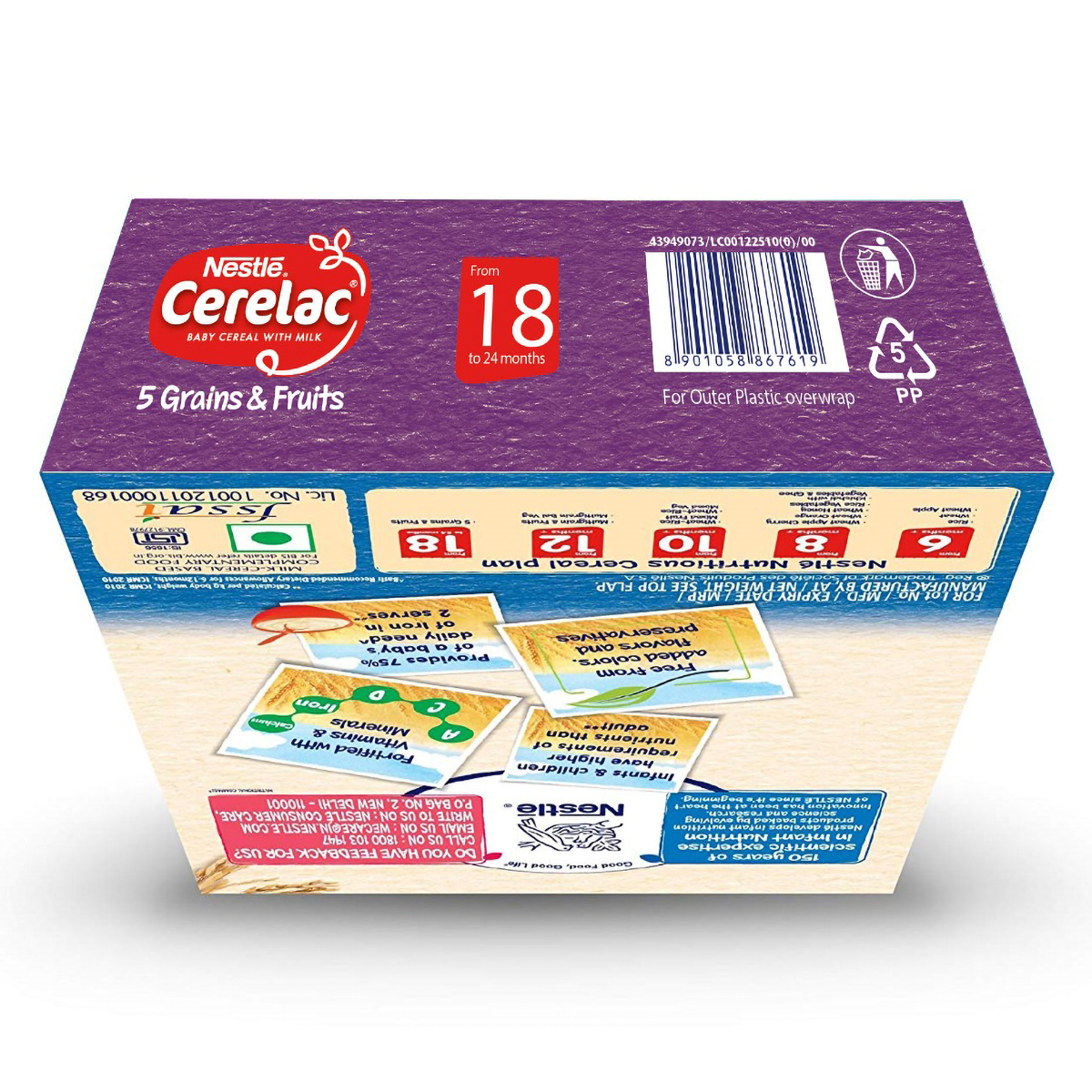 Nestle Cerelac Baby Cereal with Milk Wheat 5 Grains &amp; Fruits Powder, 300 gm Refill Pack, Pack of 1