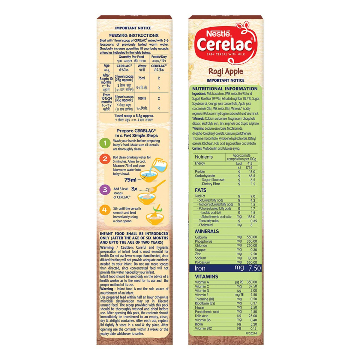 Nestle Cerelac Baby Cereal with Milk Ragi Apple Powder, 300 gm Refill Pack, Pack of 1 Nestle Cerelac Baby Cereal with Milk Ragi Apple Powder, 300 gm Refill Pack, Pack of 1