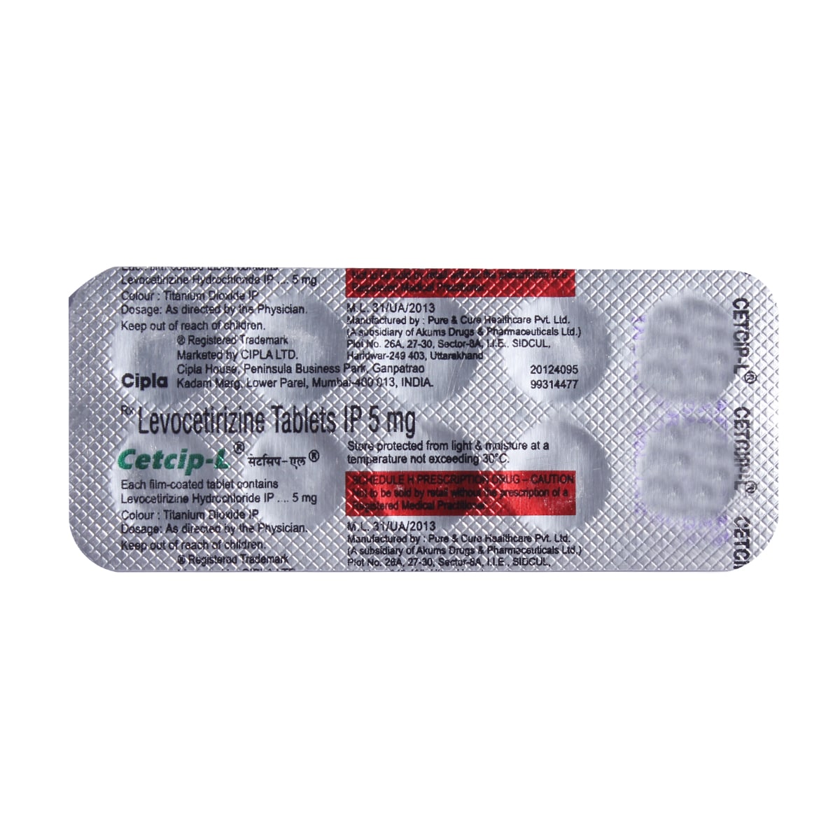 Cetcip-L Tablet 10's, Pack of 10 TabletS Cetcip-L Tablet 10's, Pack of 10 TabletS