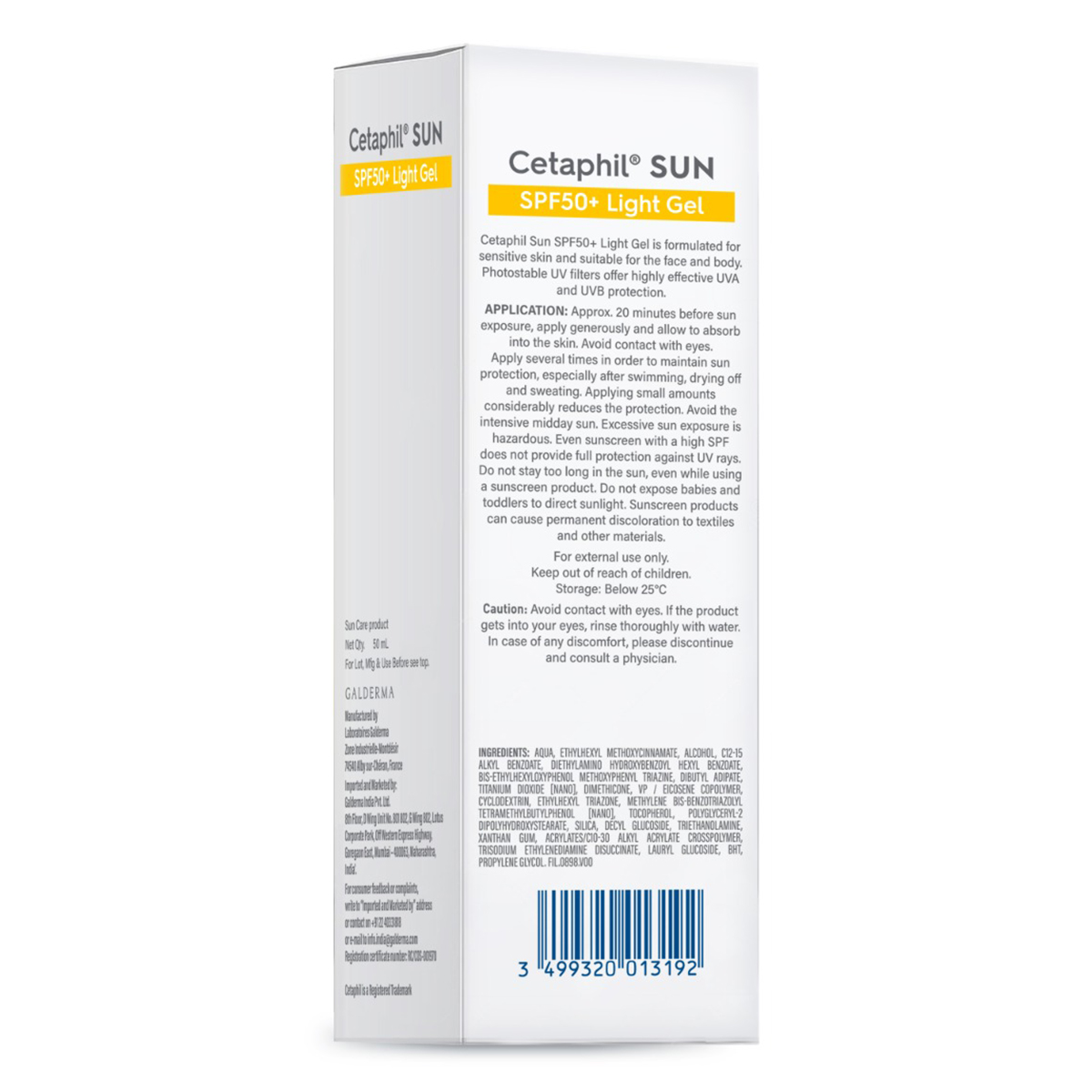 Cetaphil Sun SPF 50+ Very High Protection Light Gel, 50 ml, Pack of 1 Cetaphil Sun SPF 50+ Very High Protection Light Gel, 50 ml, Pack of 1