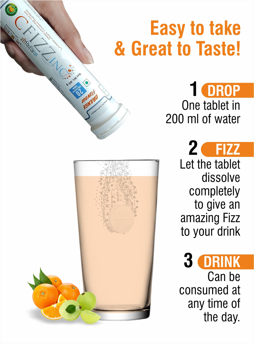Cfizzinc Orange Flavour Effervescent Tablets 10's, Pack of 10 Cfizzinc Orange Flavour Effervescent Tablets 10's, Pack of 10