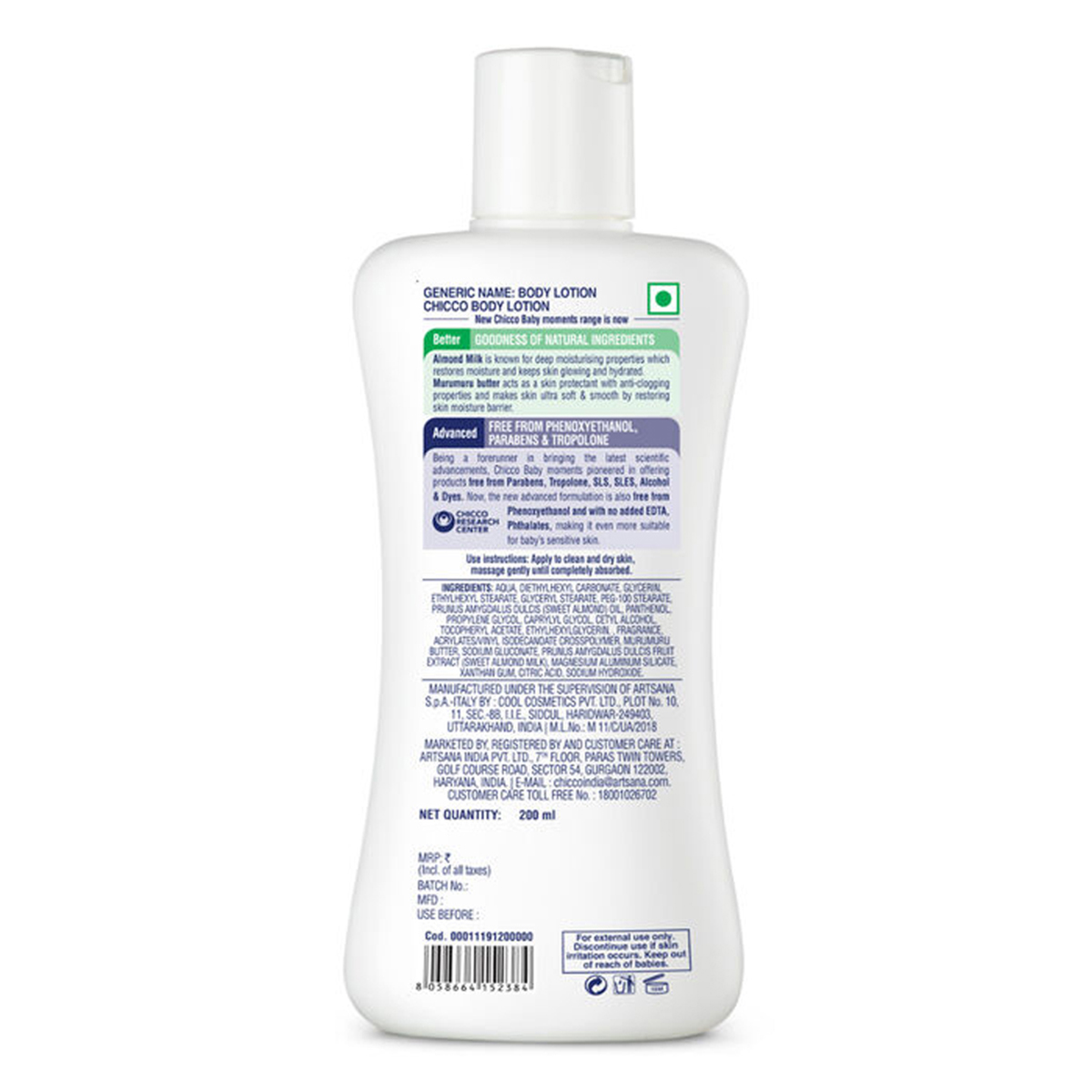 Chicco Baby Moments Body Lotion, 200 ml, Pack of 1 Chicco Baby Moments Body Lotion, 200 ml, Pack of 1