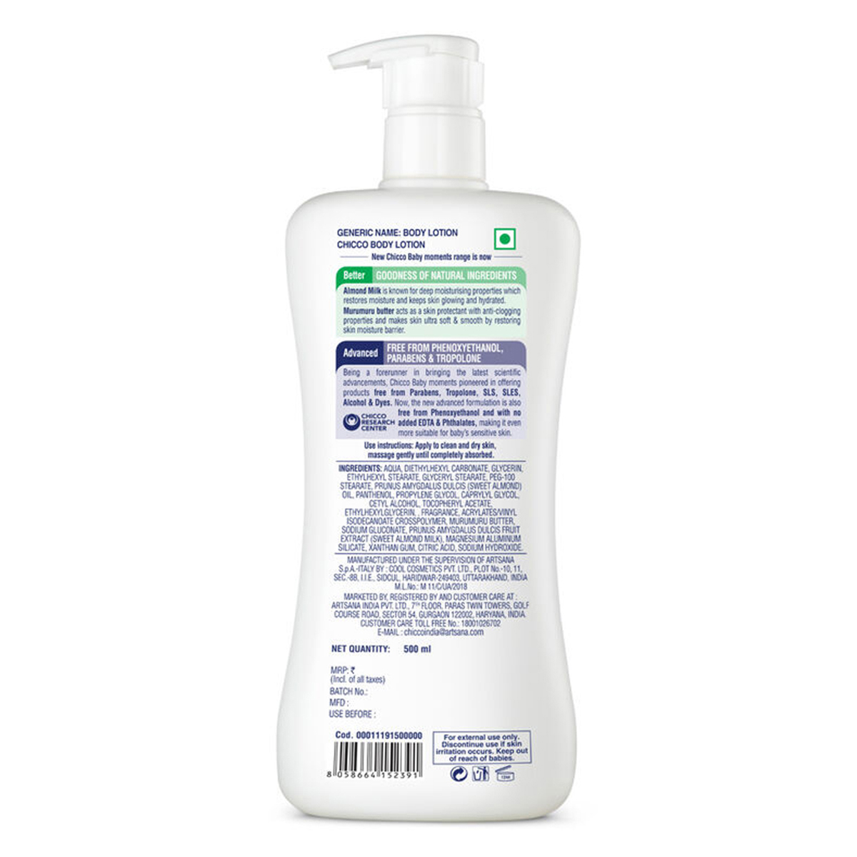 Chicco Baby Moments Body Lotion, 500 ml, Pack of 1 Chicco Baby Moments Body Lotion, 500 ml, Pack of 1