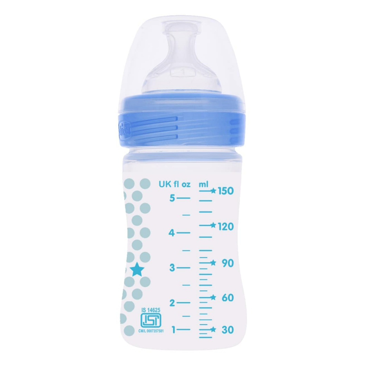 Chicco Well-Being Blue Feeding Bottle, 150 ml, Pack of 1 Chicco Well-Being Blue Feeding Bottle, 150 ml, Pack of 1