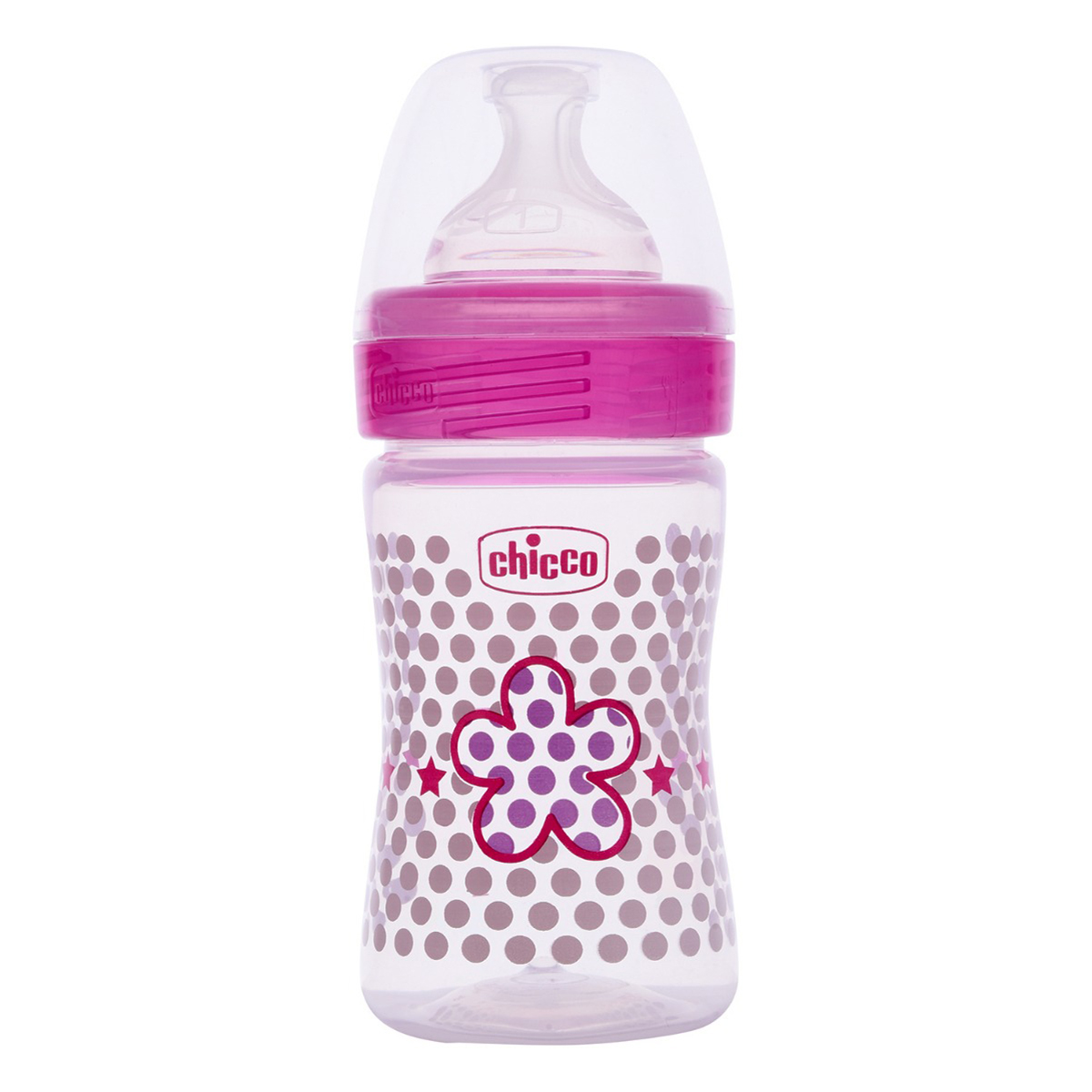 Chicco Well-Being Pink Feeding Bottle, 150 ml, Pack of 1