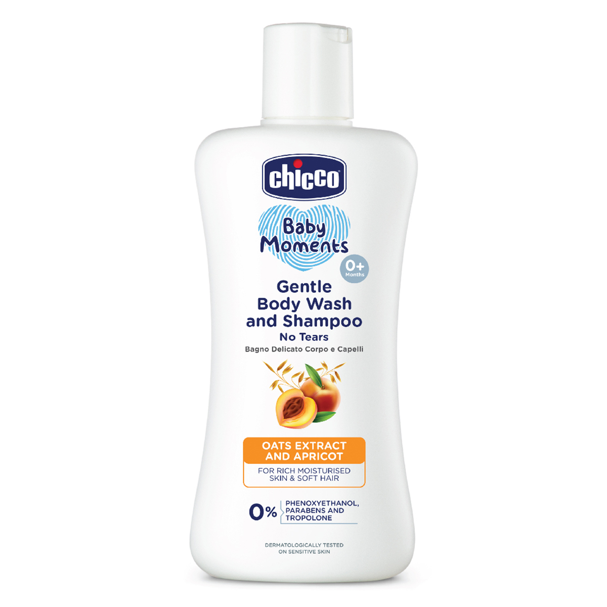Chicco Baby Moments Gentle Body Wash and Shampoo, 200 ml, Pack of 1