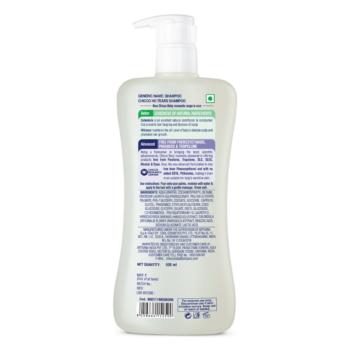 Chicco Baby Moments No Tears Shampoo, 500 ml, Pack of 1 Chicco Baby Moments No Tears Shampoo, 500 ml, Pack of 1