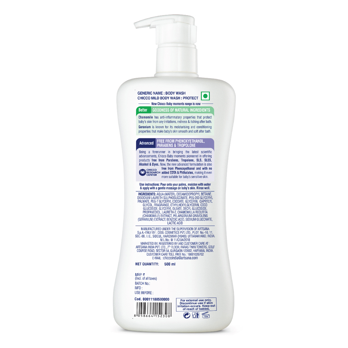 Chicco Baby Moments Protect Mild Body Wash, 500 ml, Pack of 1 Chicco Baby Moments Protect Mild Body Wash, 500 ml, Pack of 1