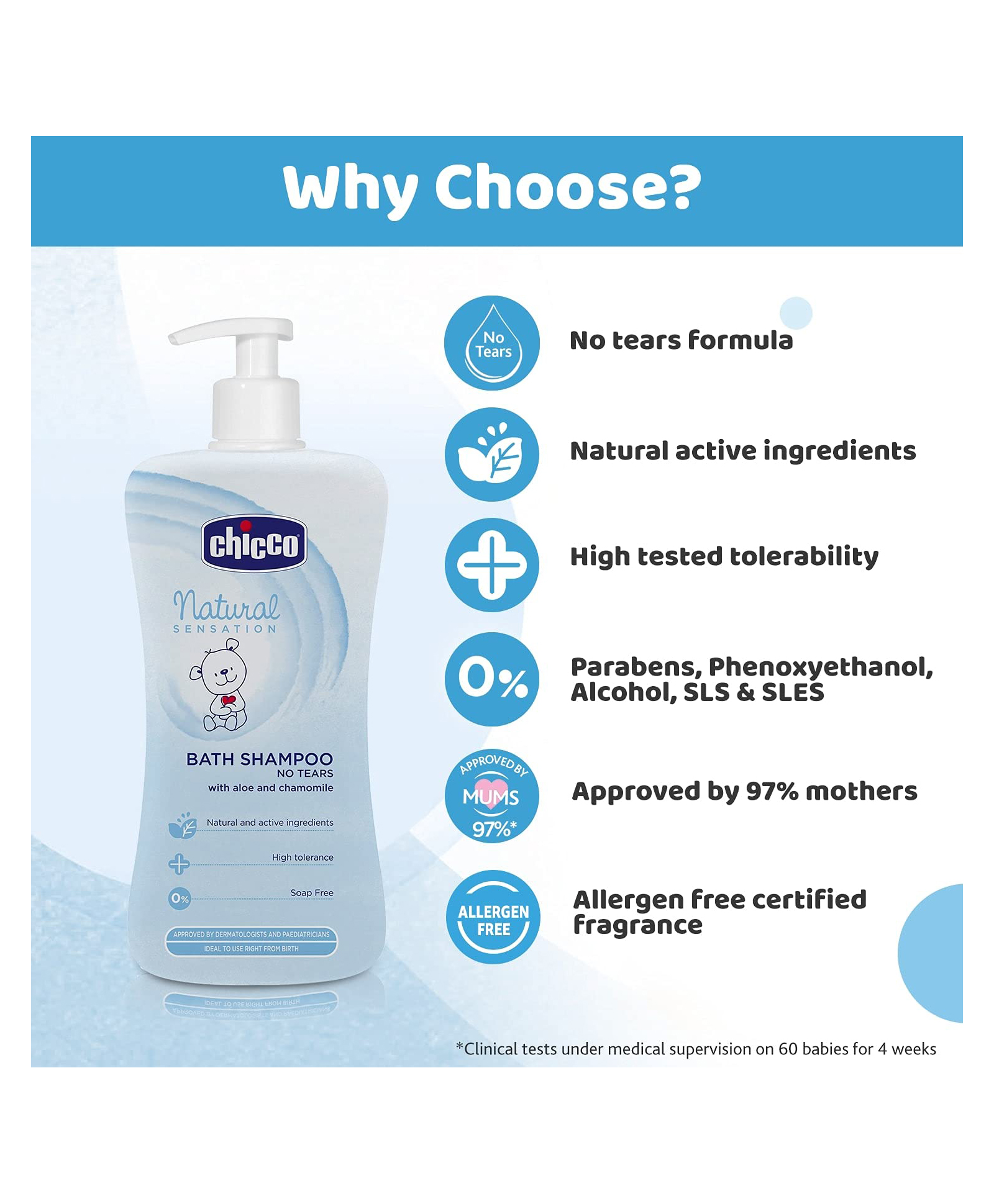 Chicco Natural Sensation Bath Shampoo, 500 ml, Pack of 1 Chicco Natural Sensation Bath Shampoo, 500 ml, Pack of 1