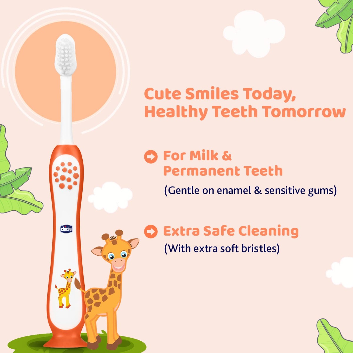Chicco Extrasoft Orange Toothbrush for 3-8 Year Kids, 1 Count, Pack of 1 Chicco Extrasoft Orange Toothbrush for 3-8 Year Kids, 1 Count, Pack of 1