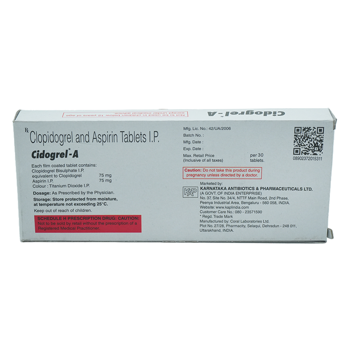CIDOGREL A TABLET, Pack of 10 TABLETS CIDOGREL A TABLET, Pack of 10 TABLETS
