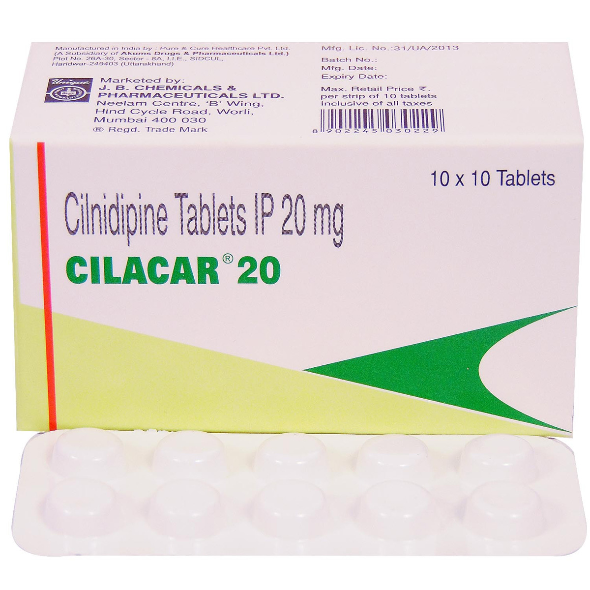 Buy Cilacar 20 Tablet 10's Online