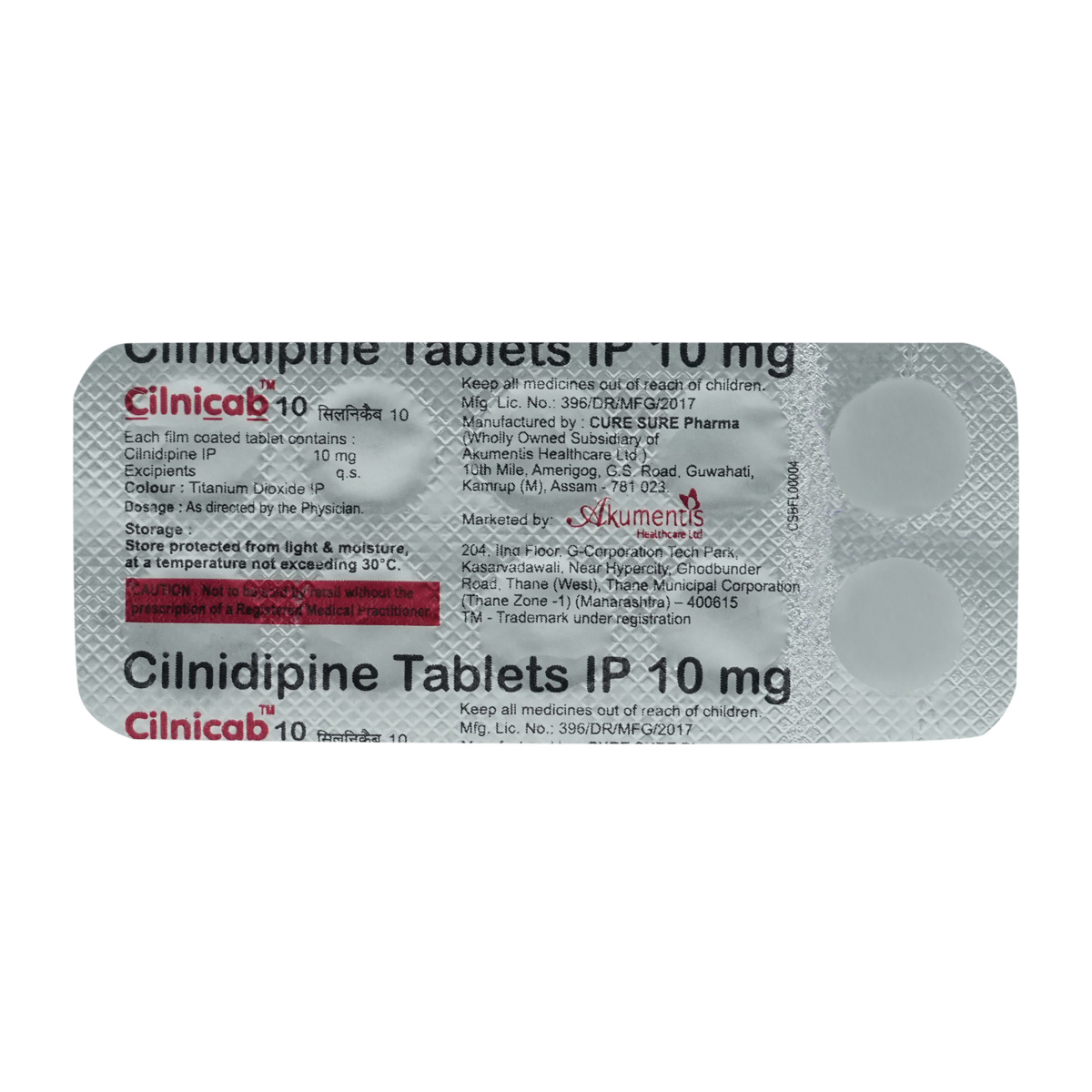 Cilnicab 10 Tablet 10's, Pack of 10 TABLETS Cilnicab 10 Tablet 10's, Pack of 10 TABLETS