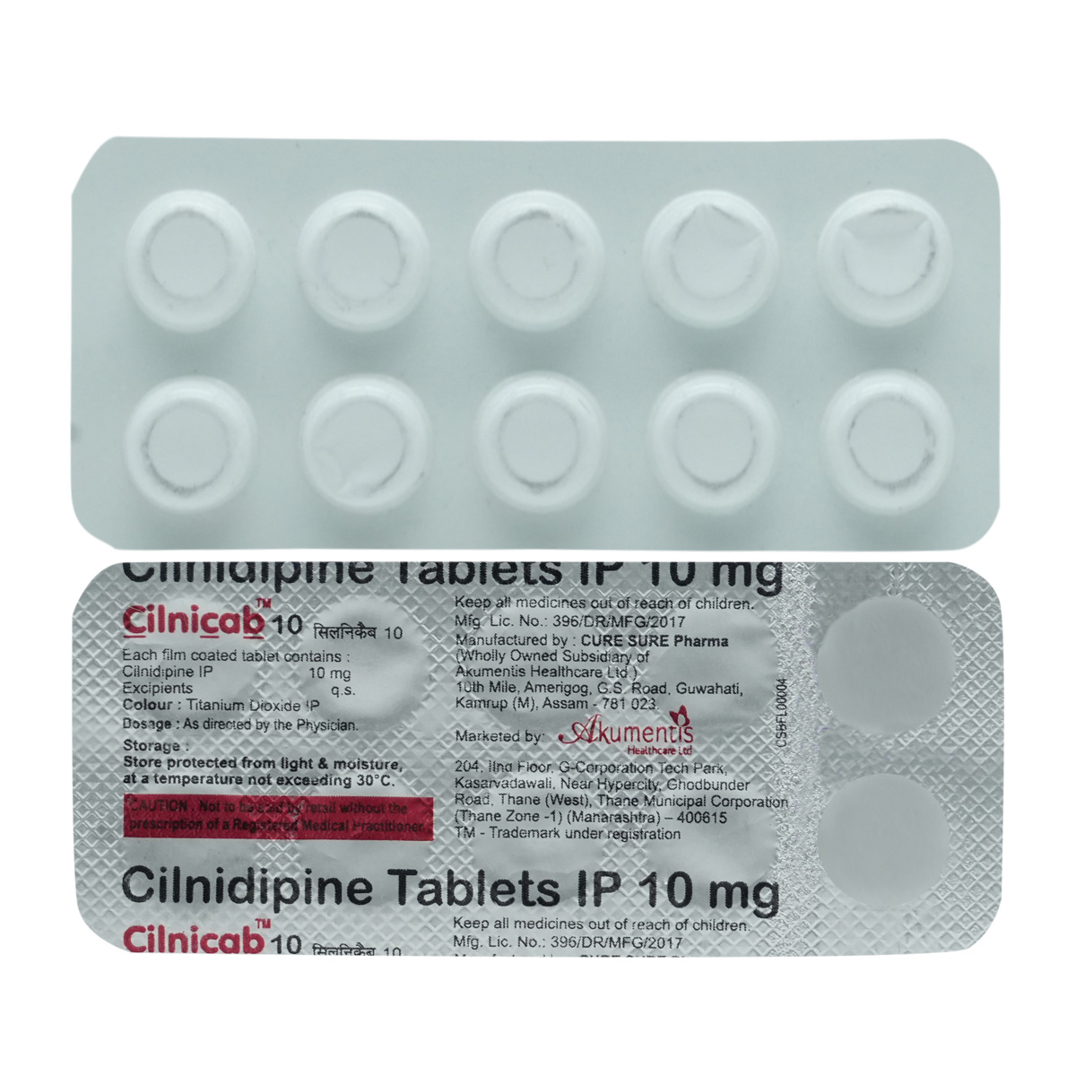 Cilnicab 10 Tablet 10's, Pack of 10 TABLETS Cilnicab 10 Tablet 10's, Pack of 10 TABLETS