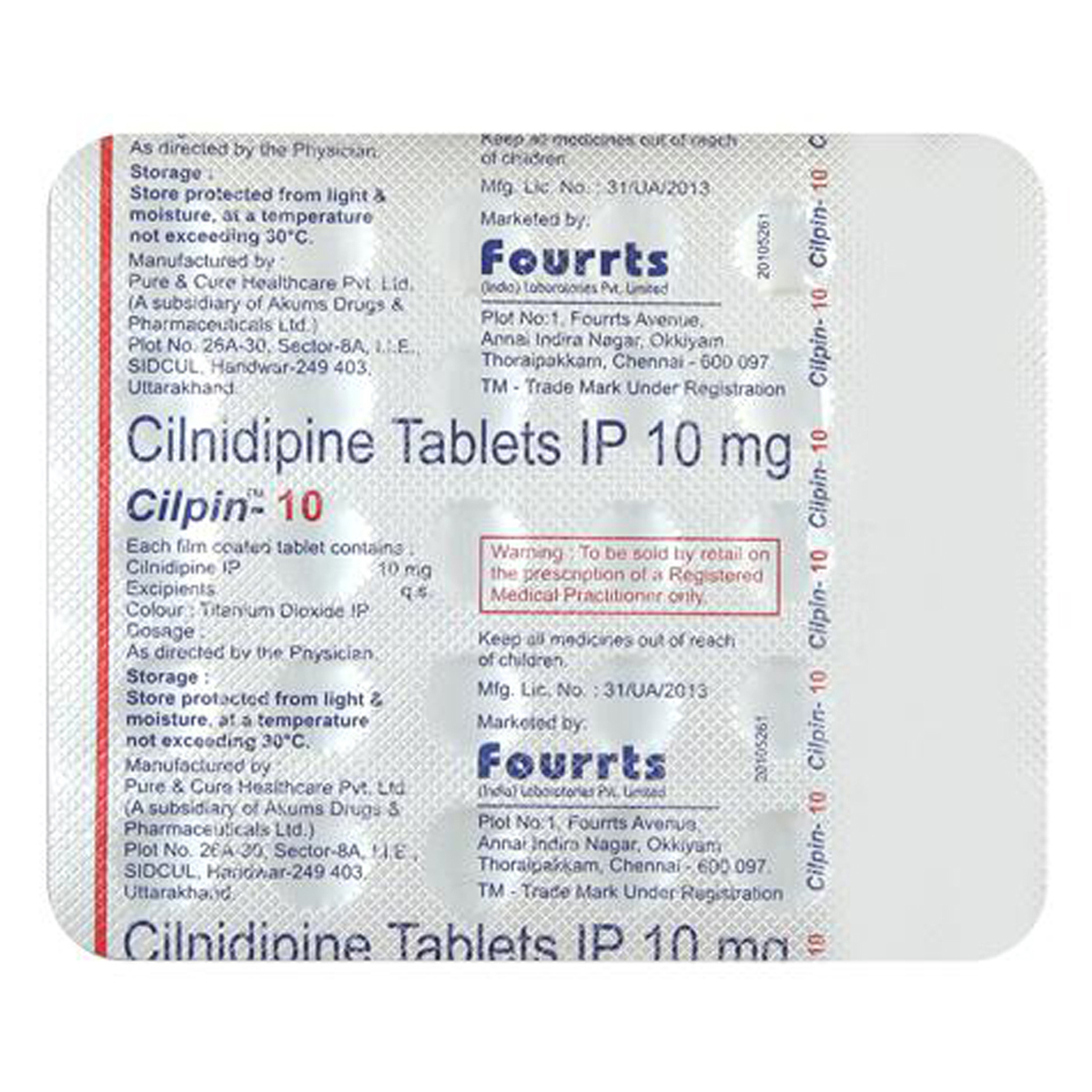 Cilpin 10 Tablet 30's, Pack of 30 TabletS Cilpin 10 Tablet 30's, Pack of 30 TabletS