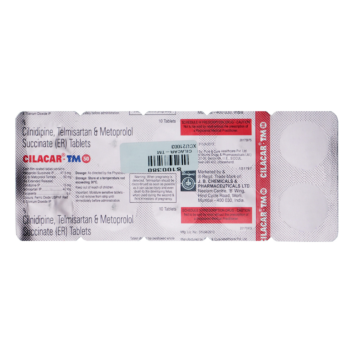 Cilacar-TM 50 Tablet 10's, Pack of 10 TABLETS Cilacar-TM 50 Tablet 10's, Pack of 10 TABLETS