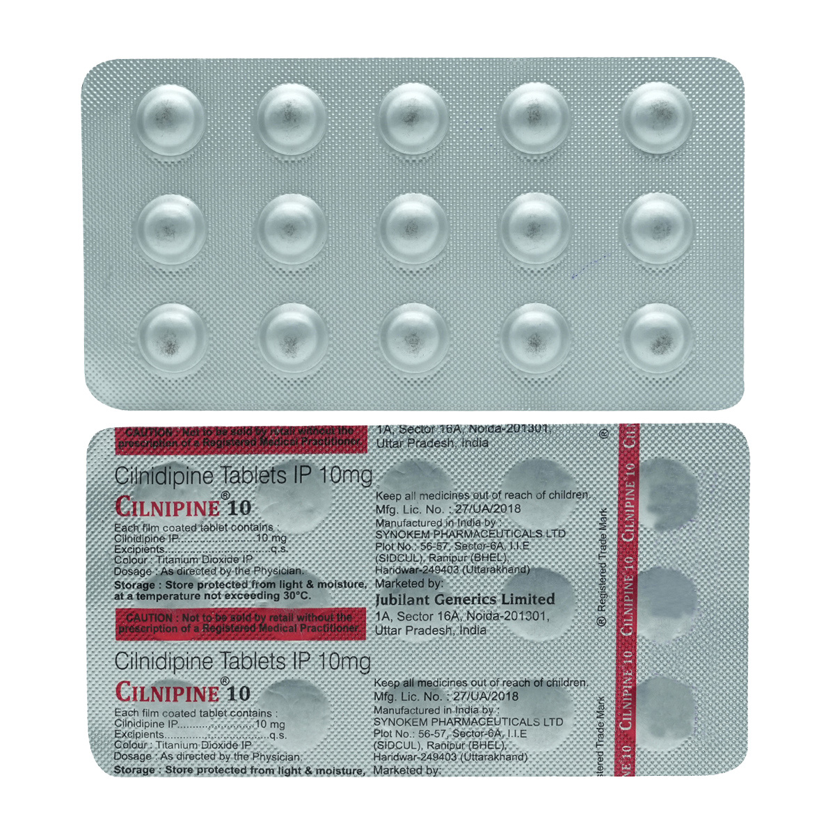 Cilnipine 10 mg Tablet 15's, Pack of 15 TabletS Cilnipine 10 mg Tablet 15's, Pack of 15 TabletS