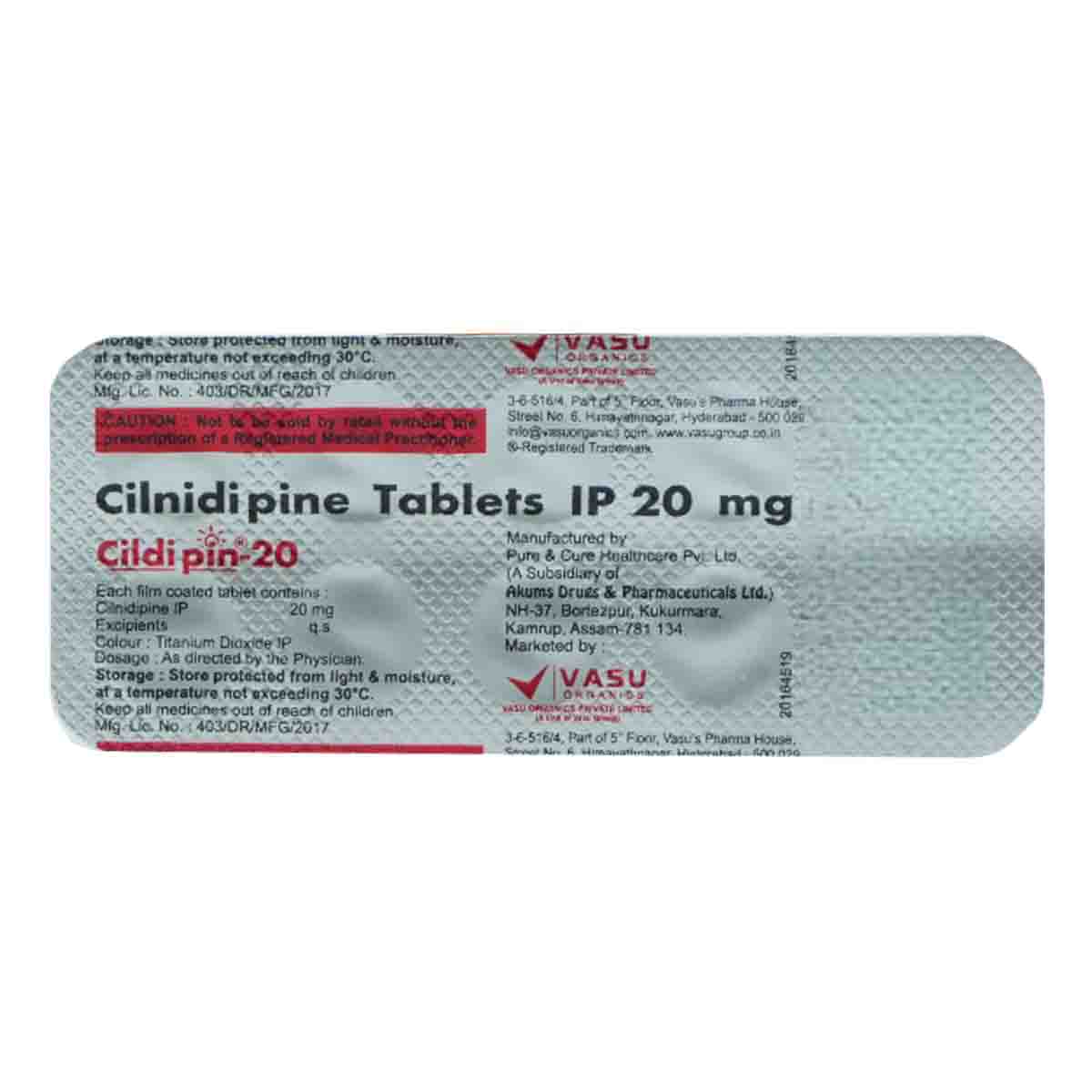 Cildipin-20 Tablet 10's, Pack of 10 TabletS Cildipin-20 Tablet 10's, Pack of 10 TabletS