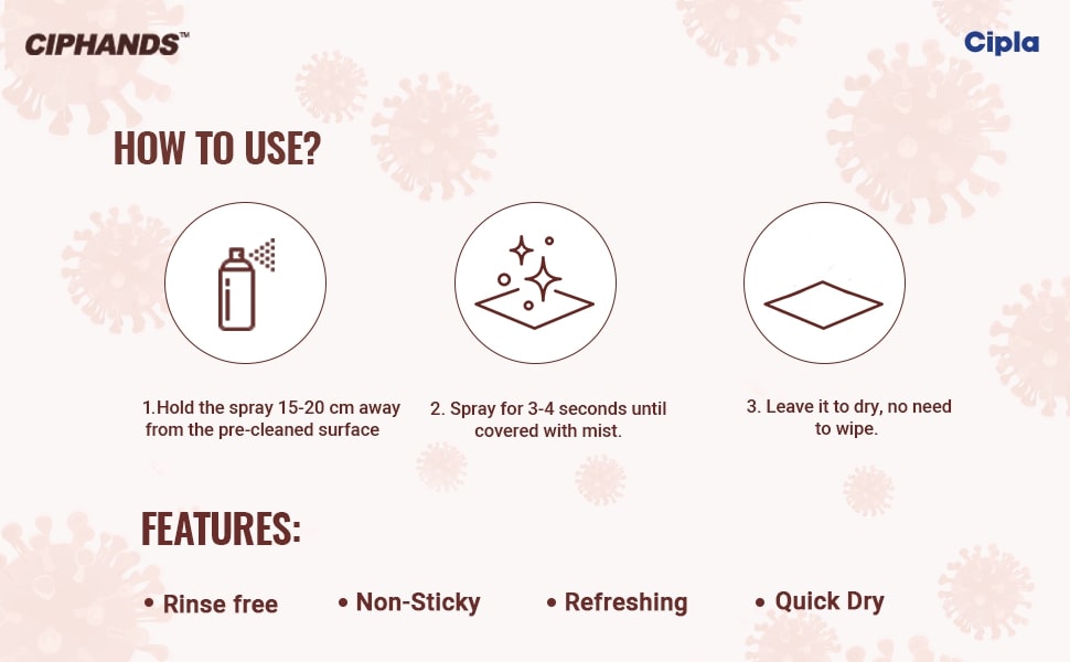 Ciphands Daily Surface Disinfectant Spray, 75 ml, Pack of 1 Ciphands Daily Surface Disinfectant Spray, 75 ml, Pack of 1