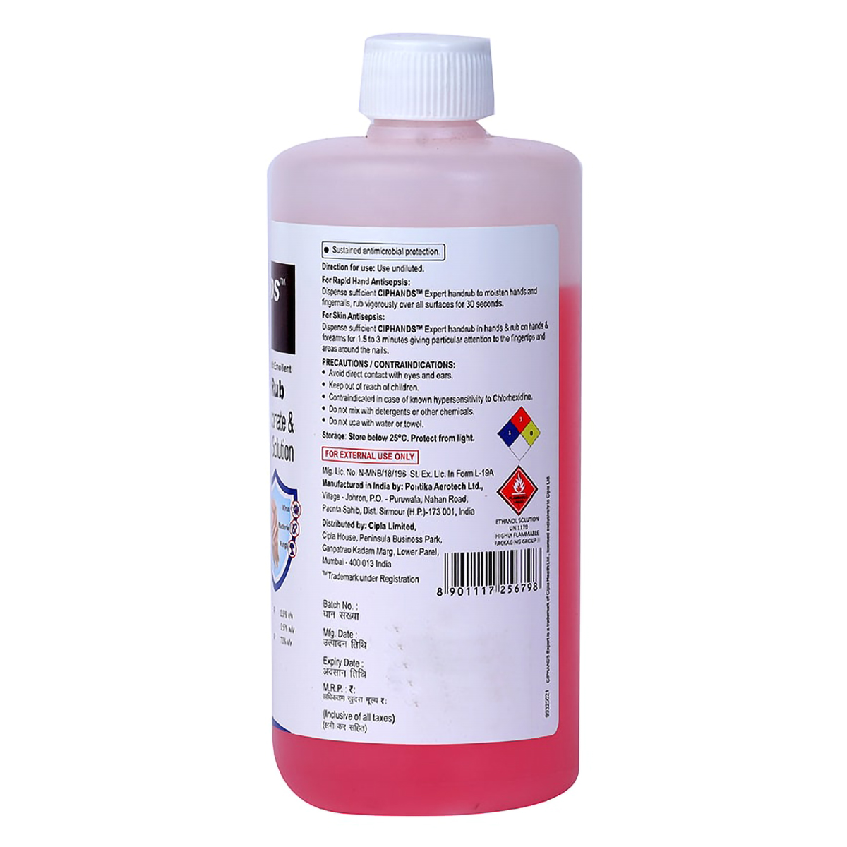 Ciphands Expert Antiseptic Solution, 500 ml, Pack of 1 Solution Ciphands Expert Antiseptic Solution, 500 ml, Pack of 1 Solution