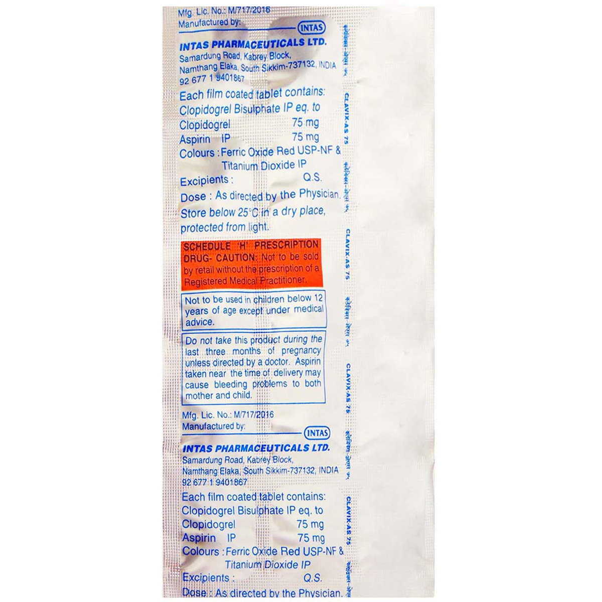 Clavix-AS 75 Tablet 15's, Pack of 15 TABLETS Clavix-AS 75 Tablet 15's, Pack of 15 TABLETS